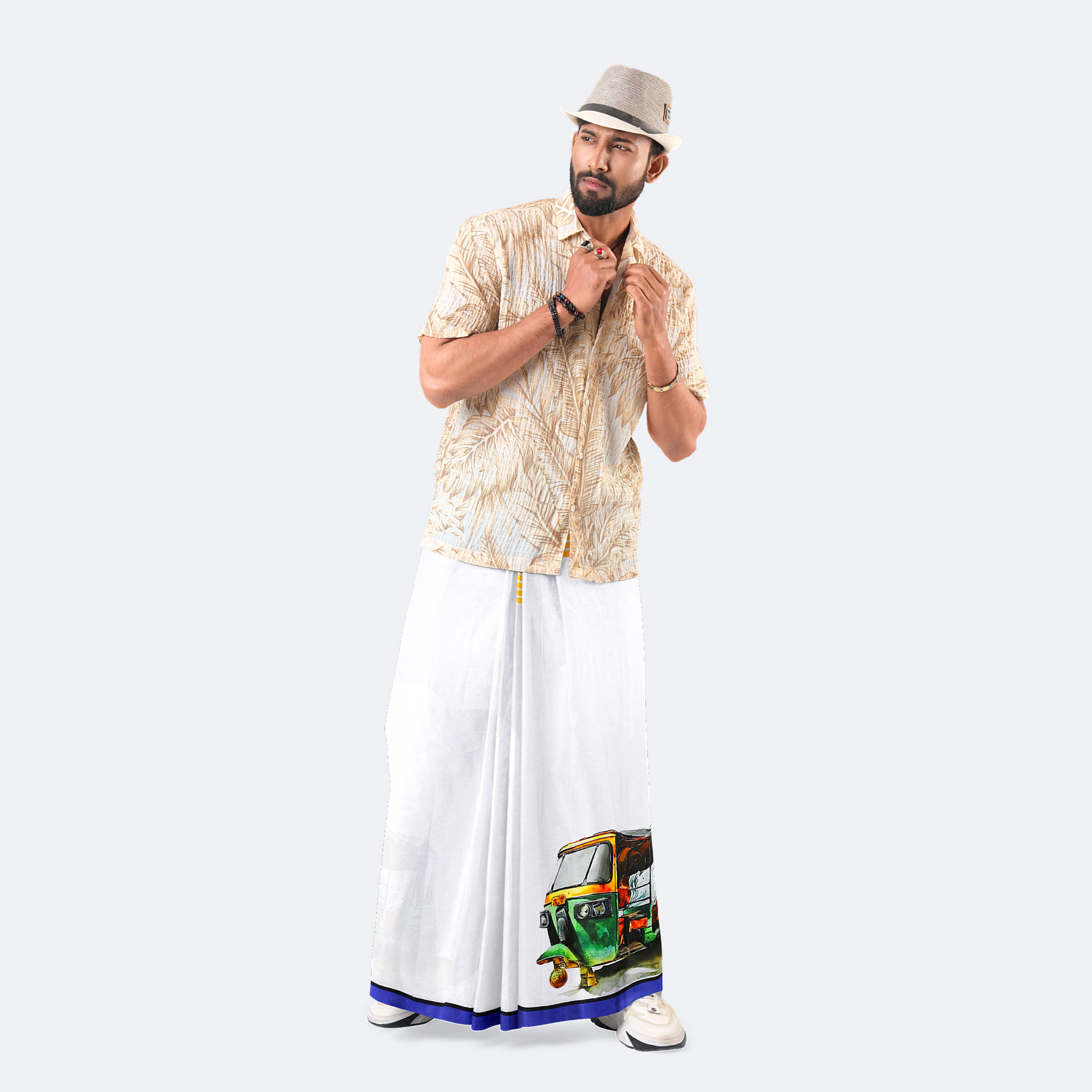 Men's Digital Print Lightweight Daily Wear Lungi - Caribbean