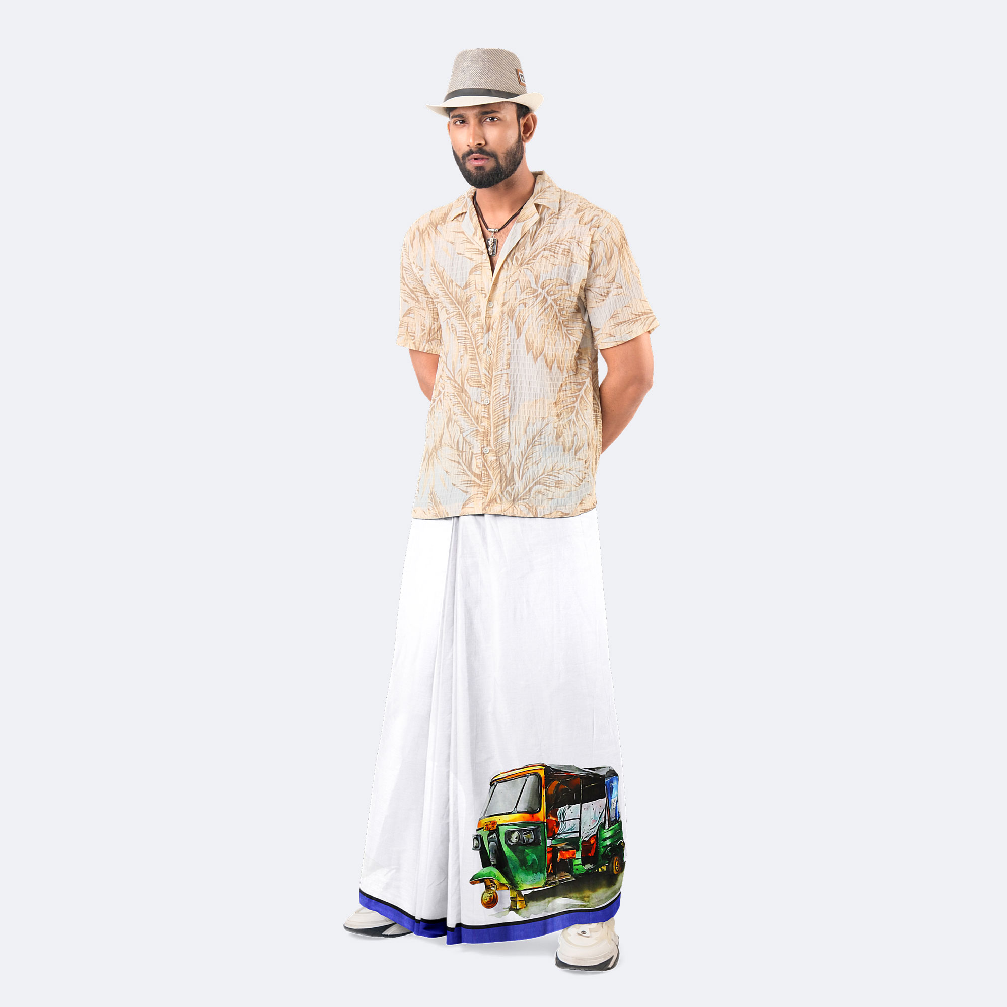 Men's Digital Print Lightweight Daily Wear Lungi - Caribbean