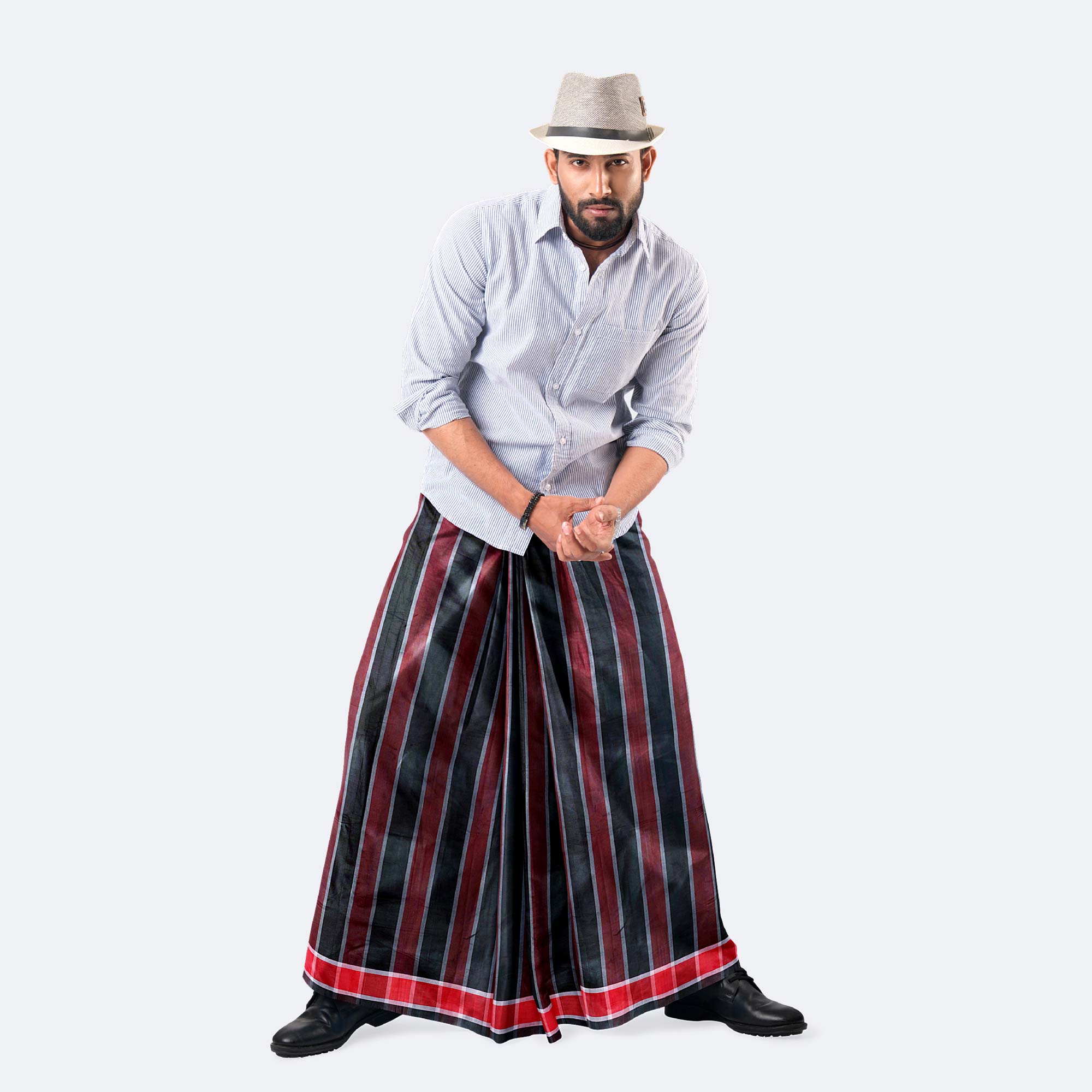 Men’s Premium Daily Wear Stripe Check Lungi - Crown