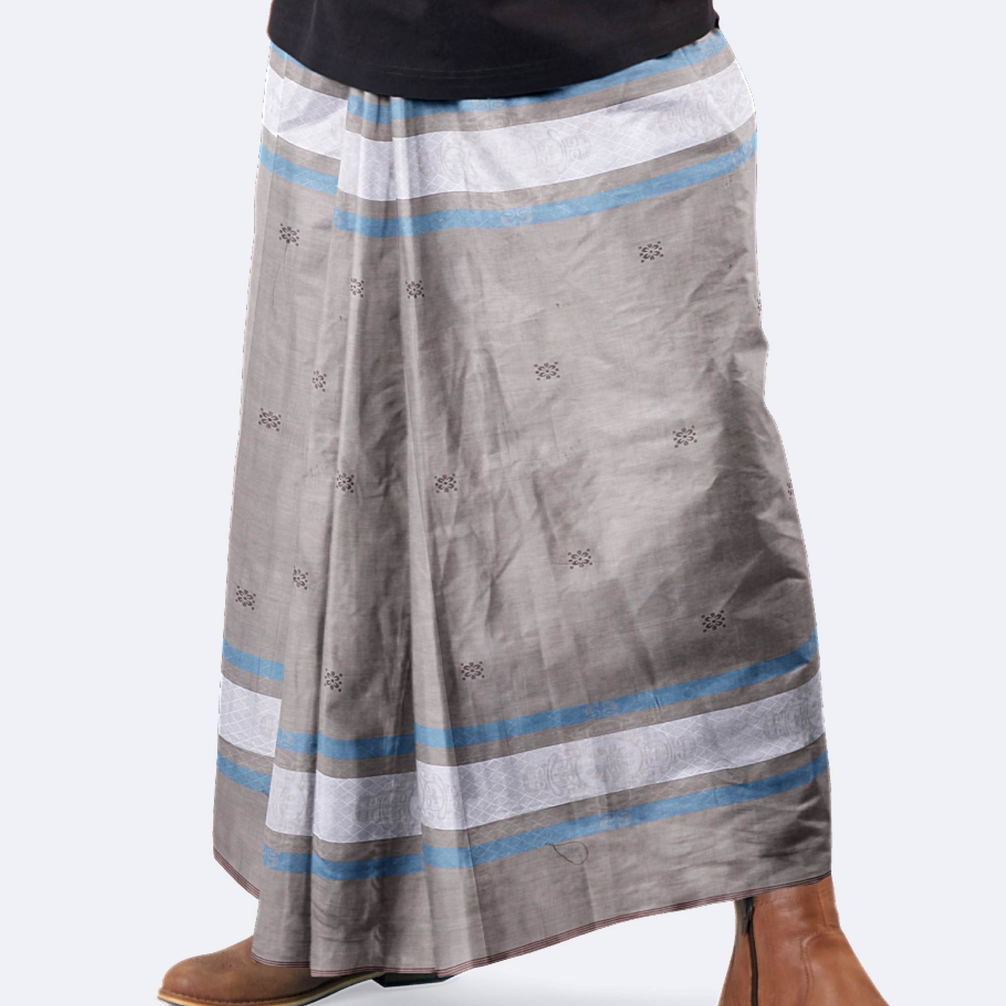 Ocean Mist Grey Cotton Lungi – Perfect