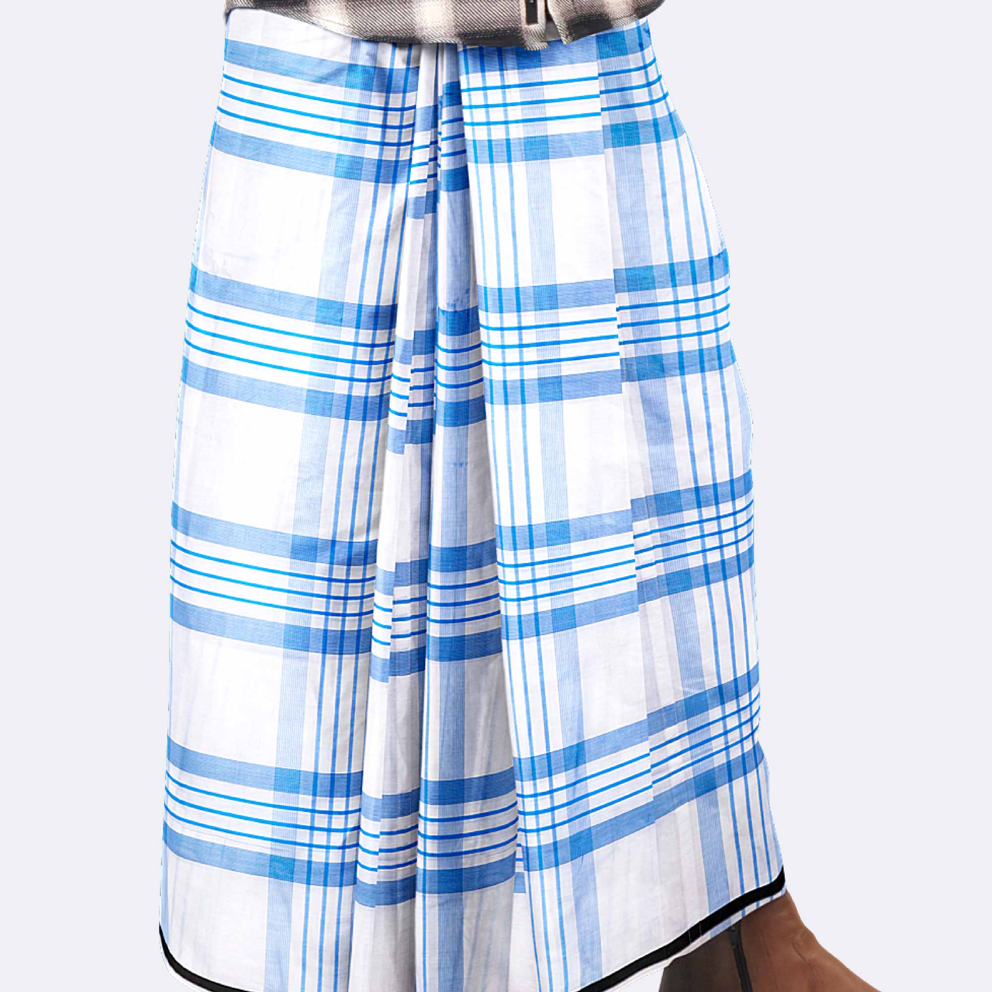 White Blue Check Lungi - Saz Bilash