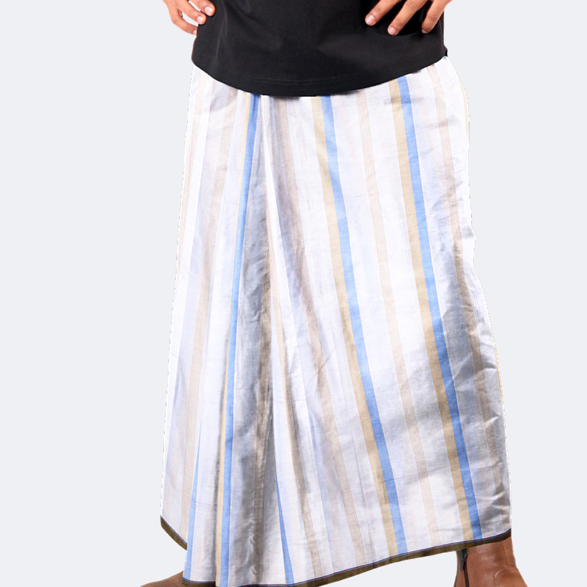 Off White Sky Blue Stripe Lungi - Saz Bilash