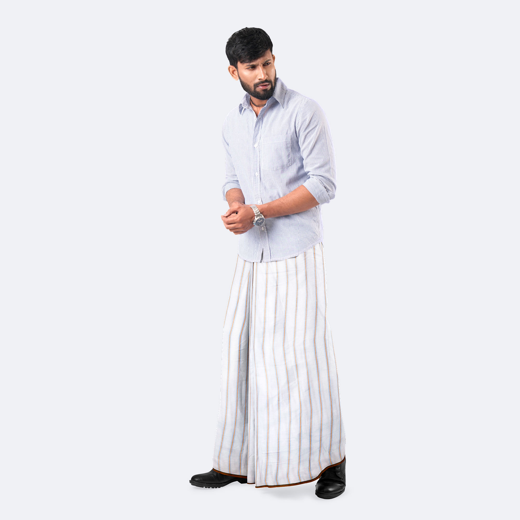 Urban Style White Stripe Lungi - Saz Bilash