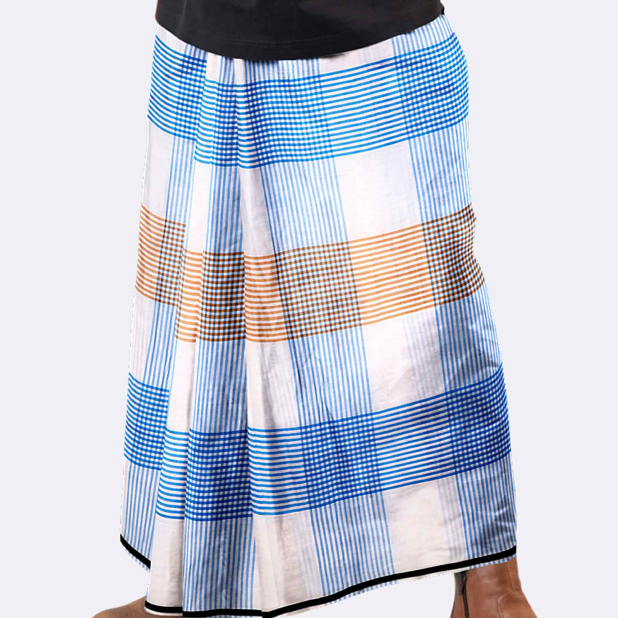 Vibrant Blue Check Lungi - Saz Bilash