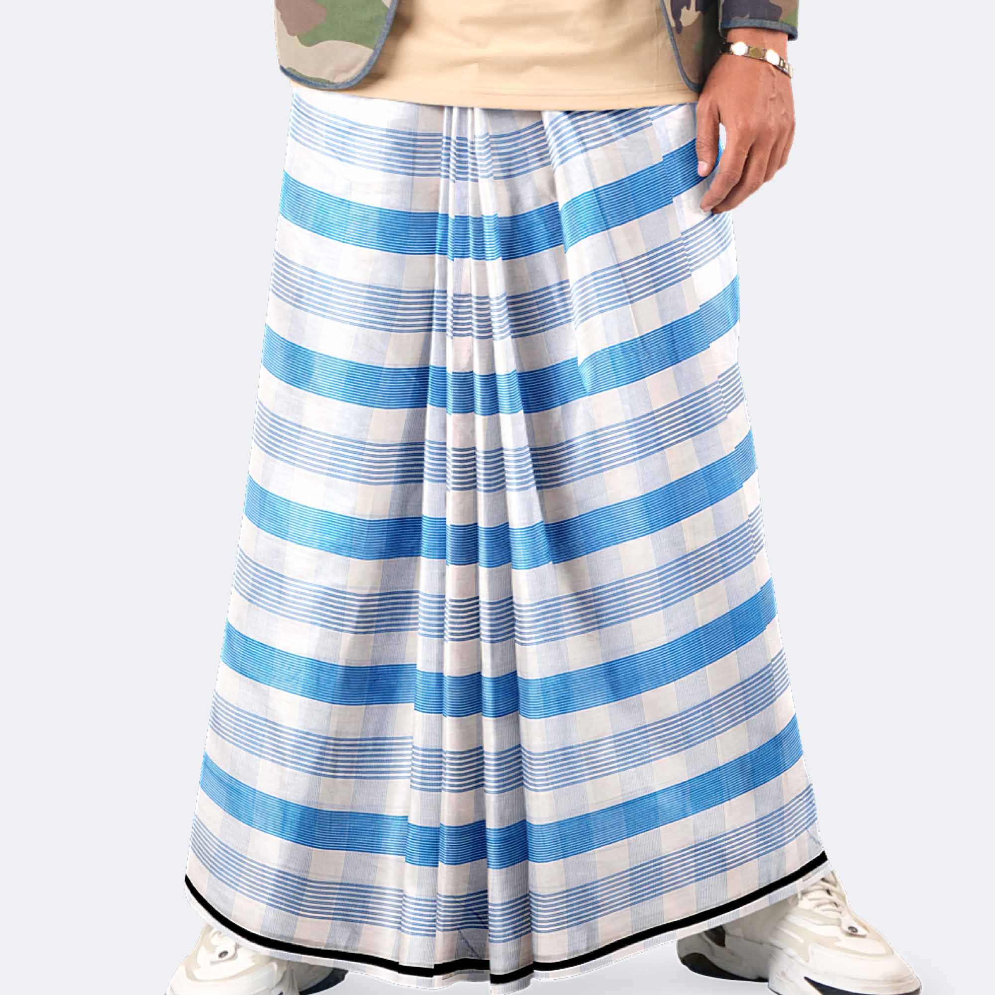 Classic Blue Check Lungi - Saz Bilash