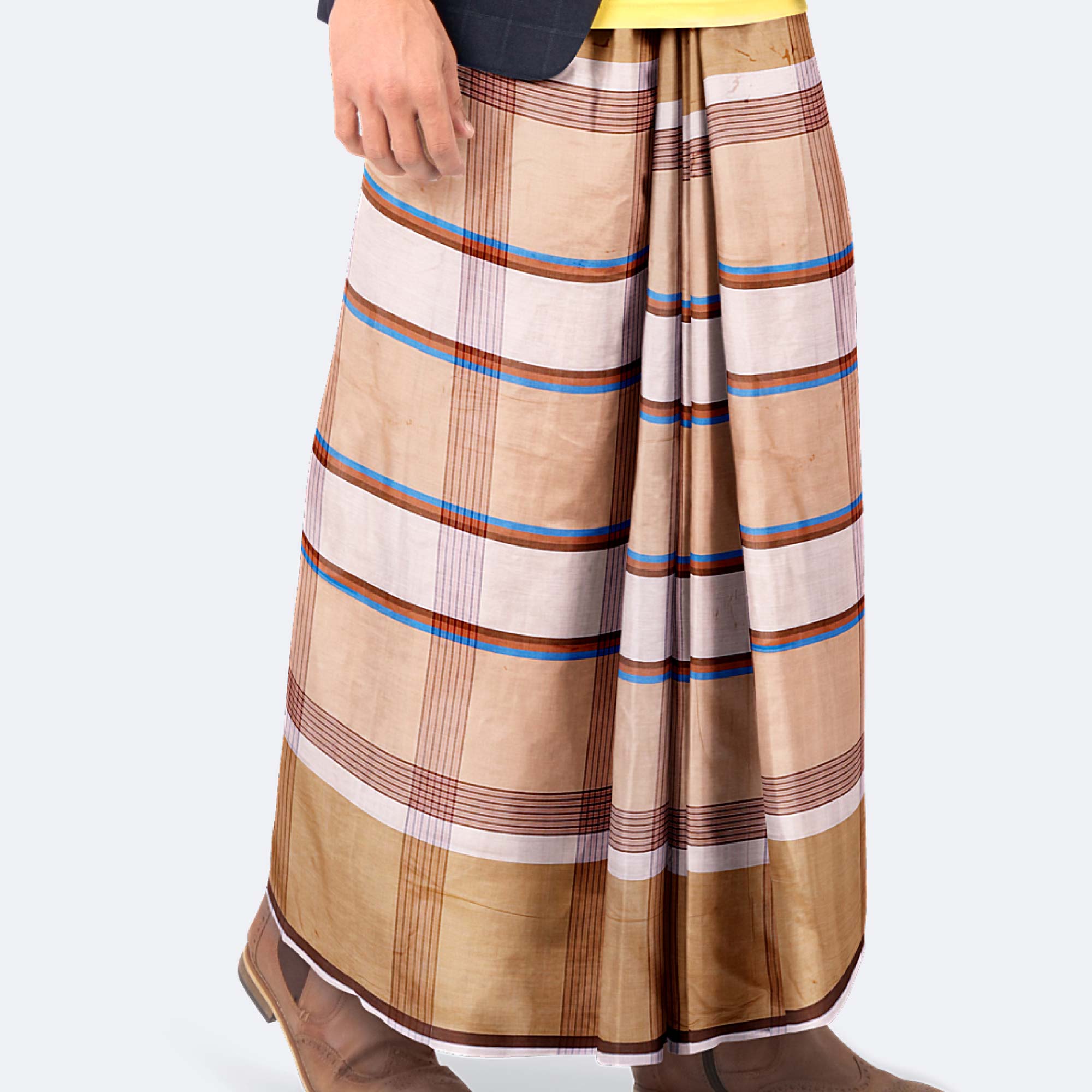 Warm Beige Check Lungi – Showkhin