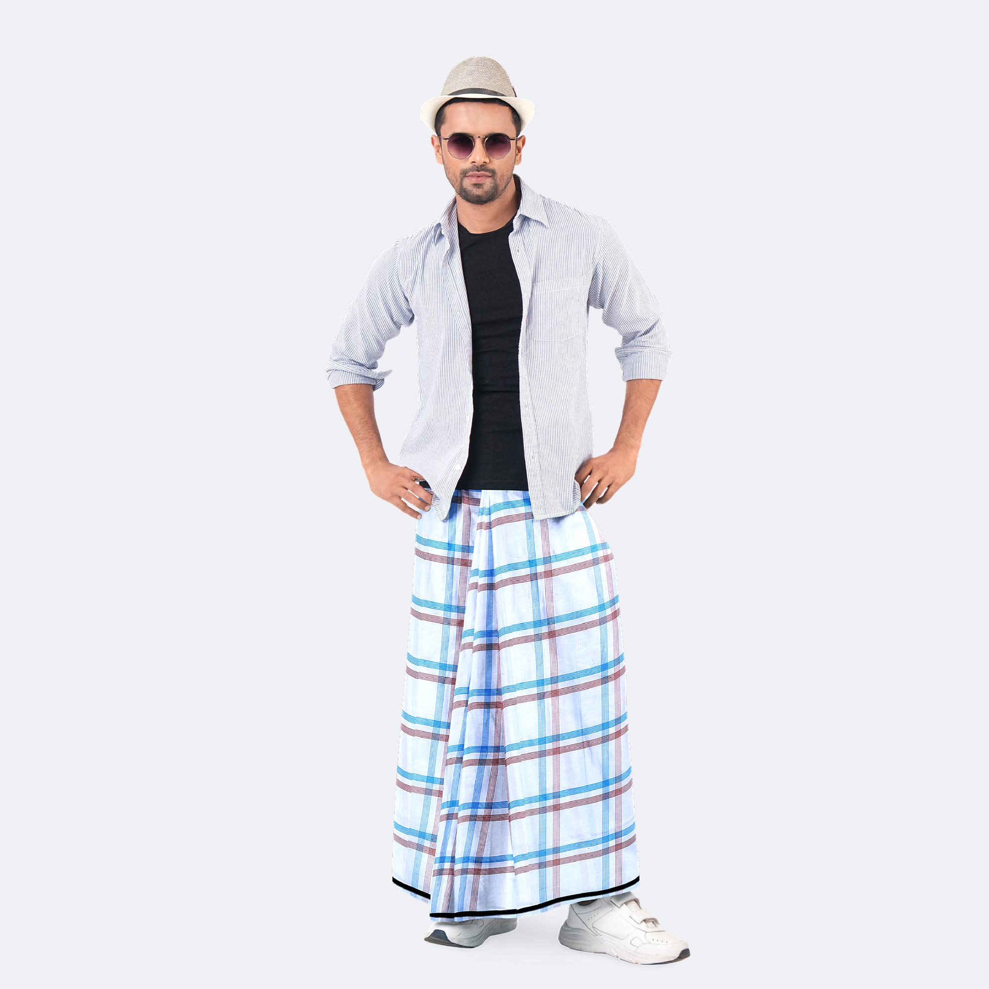 Luxury White Check Lungi – Showkhin