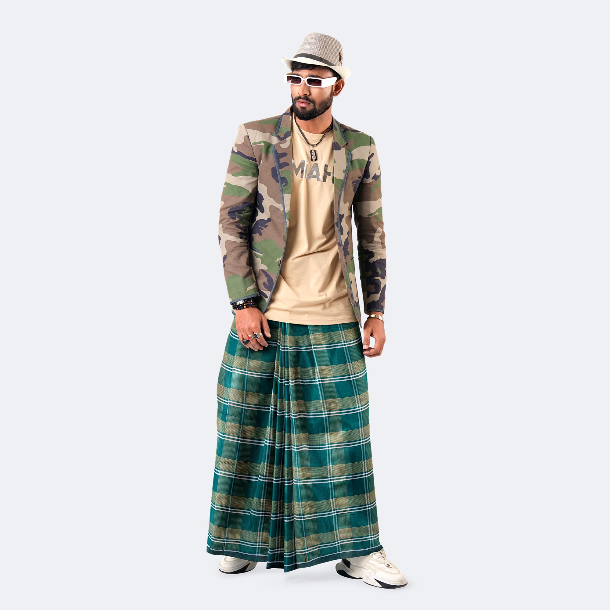 Moss Green Check Lungi – Showkhin