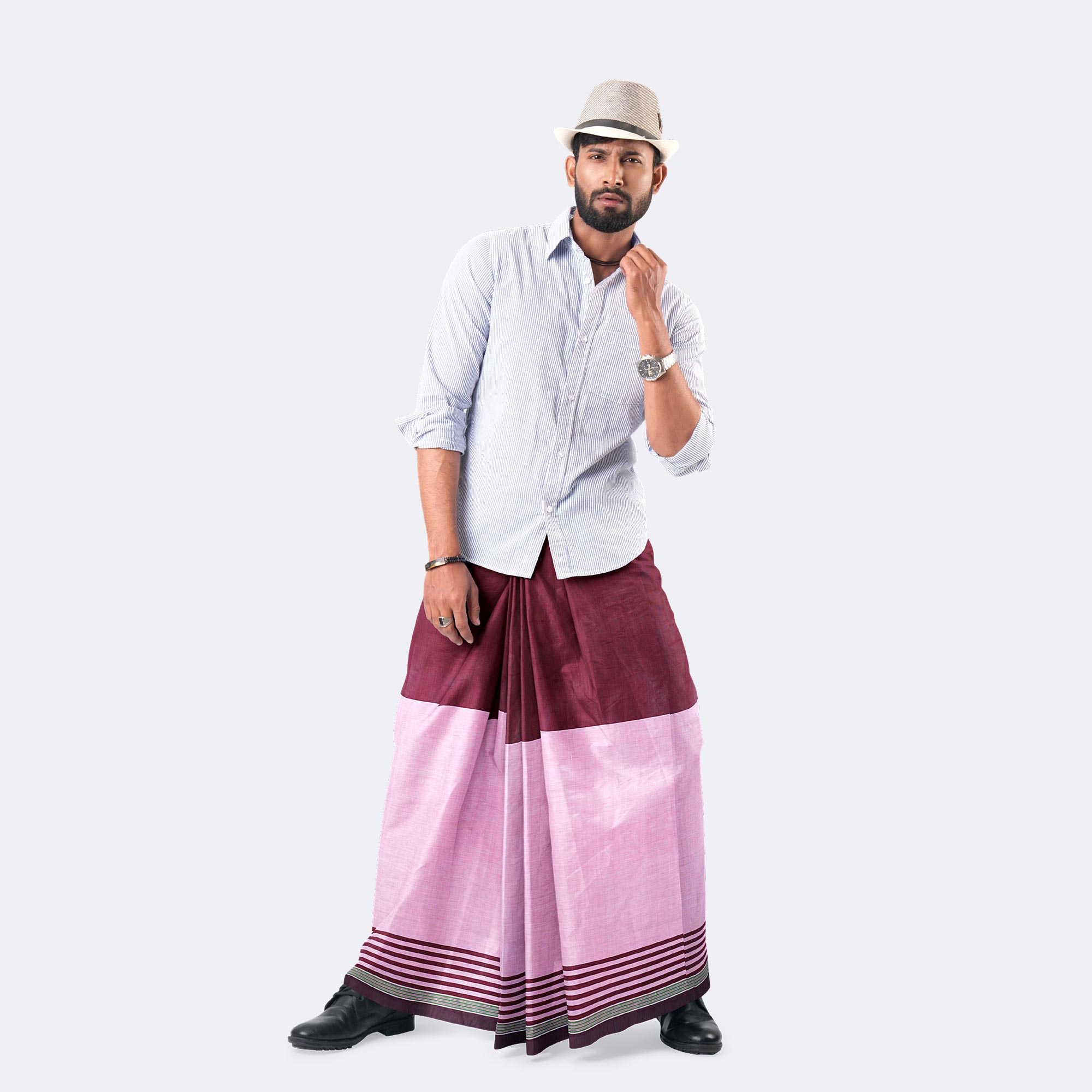 Men’s Two-Tone Cotton (Maroon & Pink) - Ashapurno