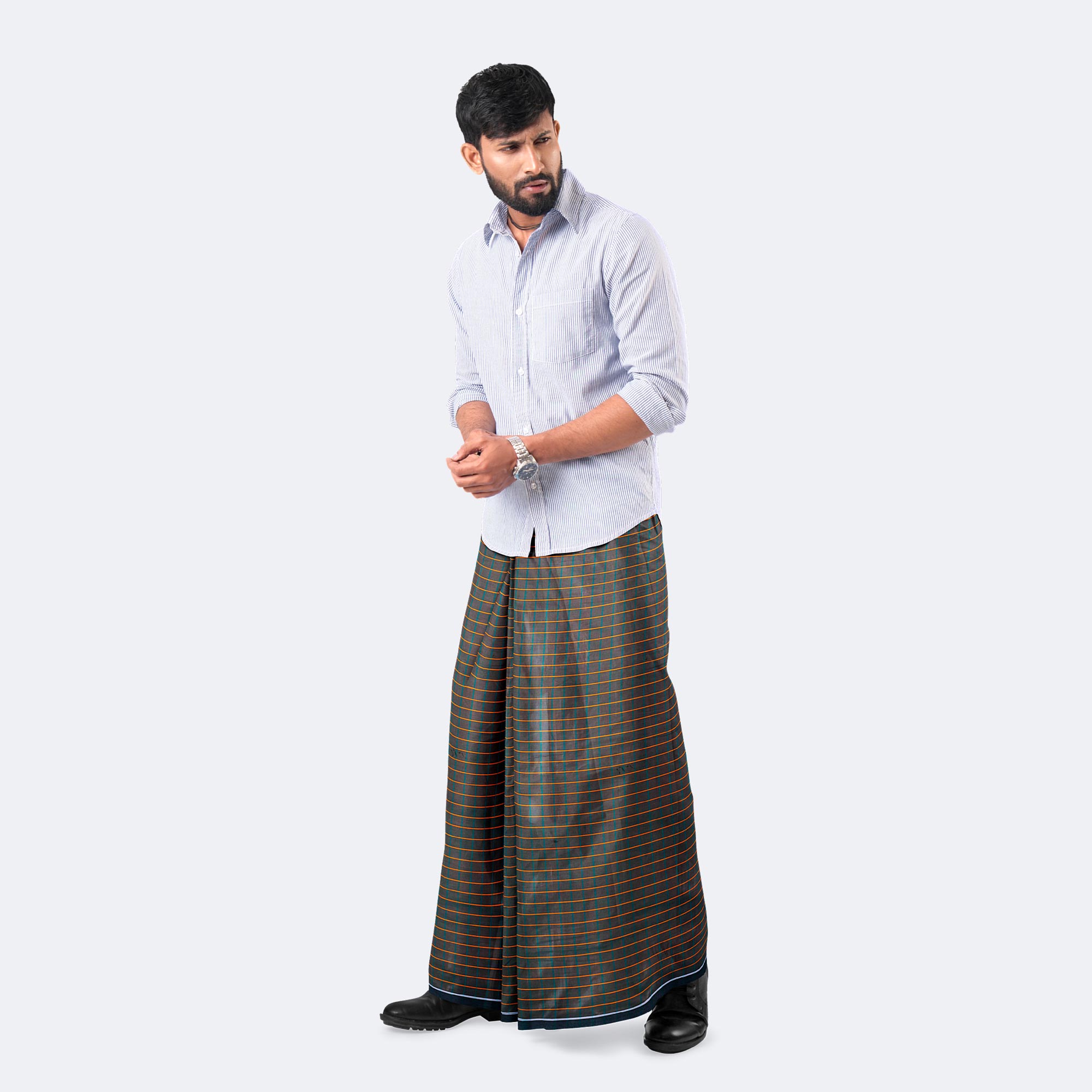 Stripe-check 100% Cotton Lungi  - Showkhin