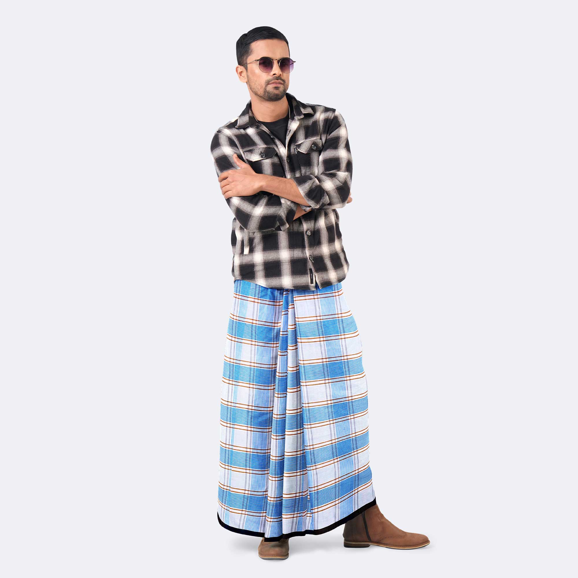 Men's Stripe & Check Comfort Lungi  - Showkhin