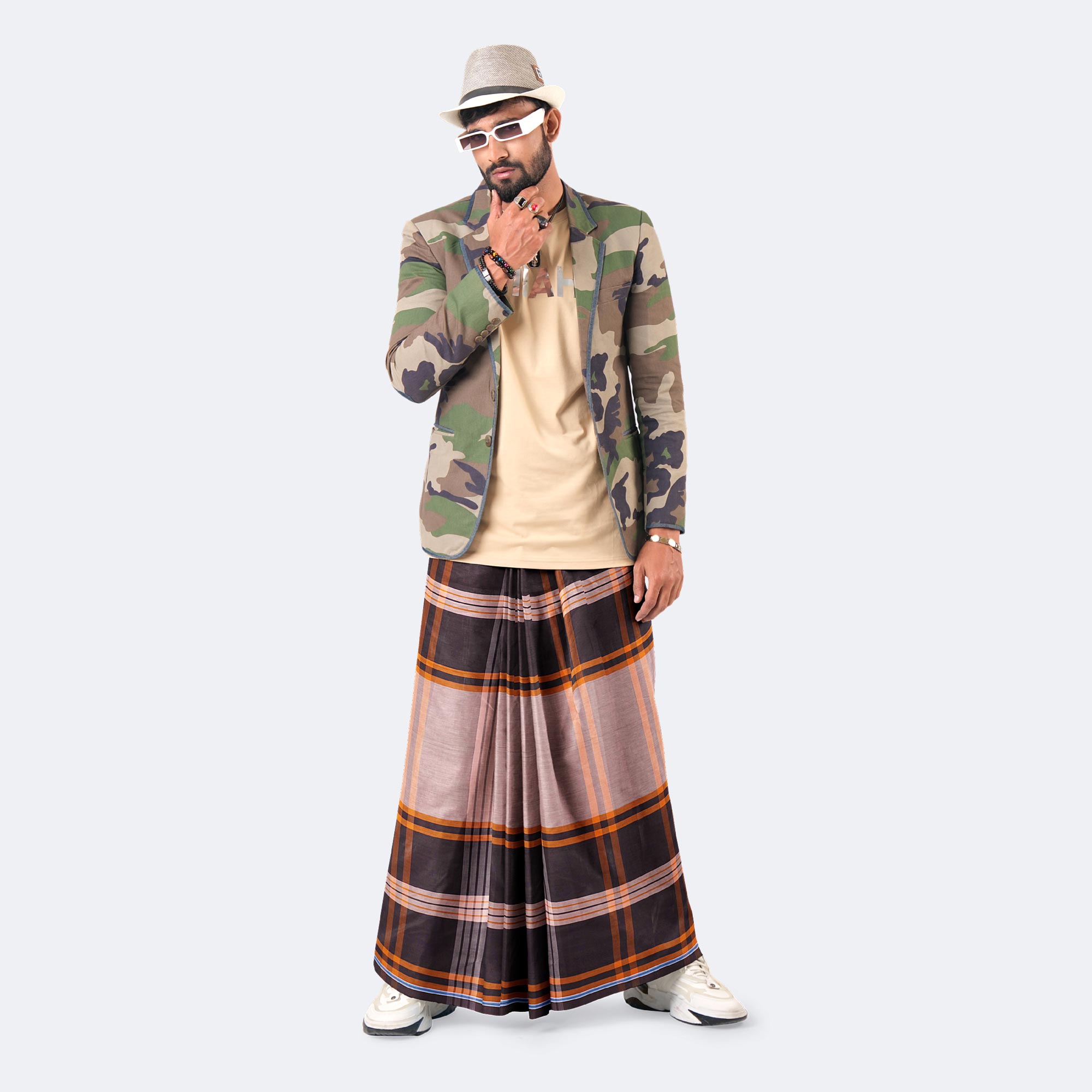 Men's Stripe & Check Lungi - Showkhin