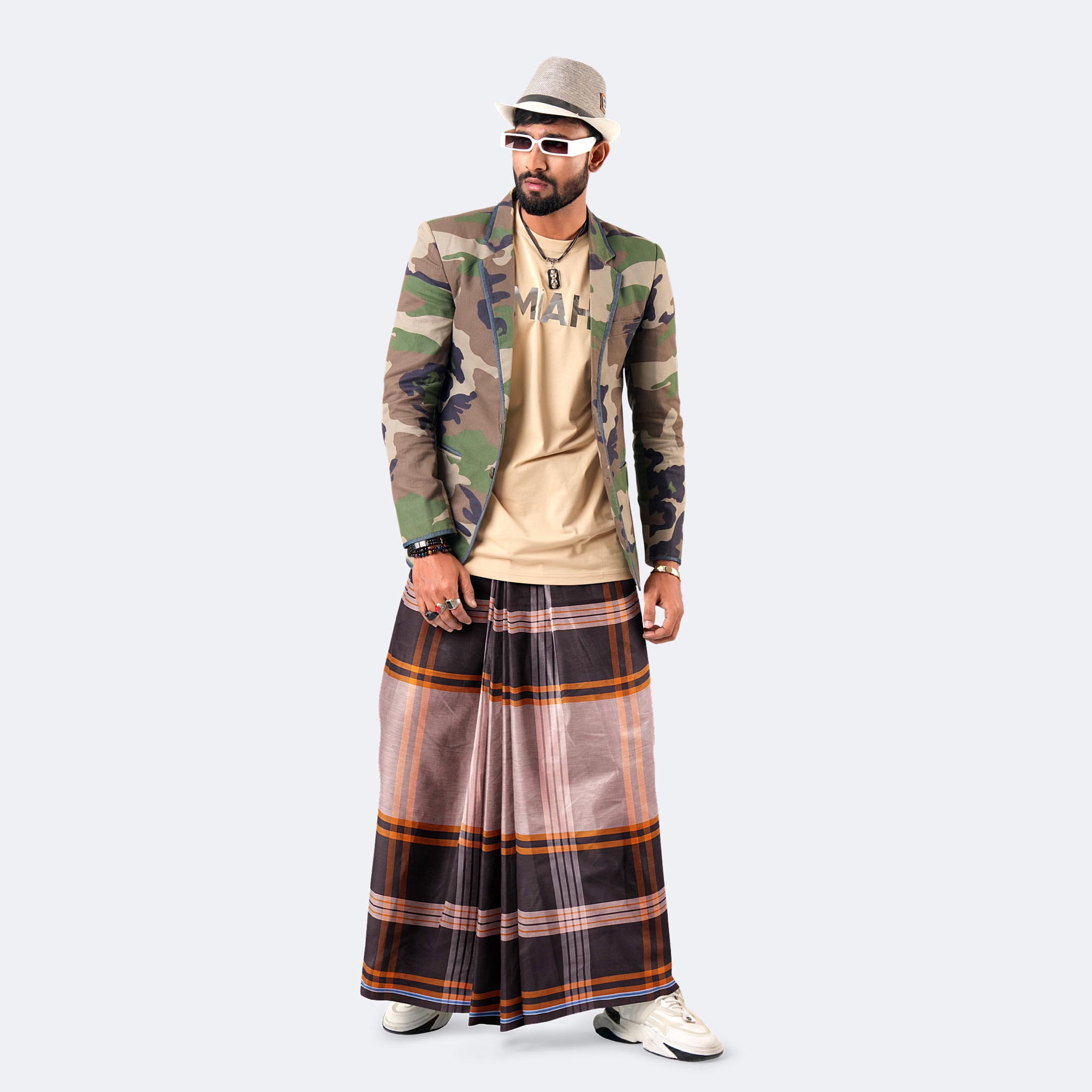 Men's Stripe & Check Lungi - Showkhin