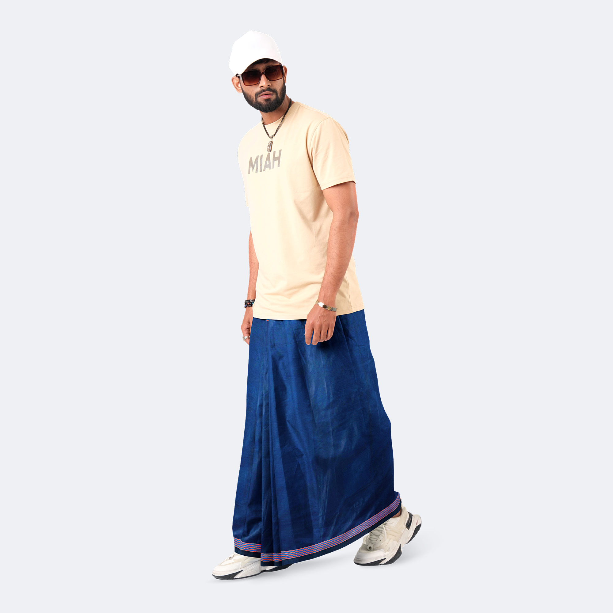 Men's Blue Design Lungi - Showkhin