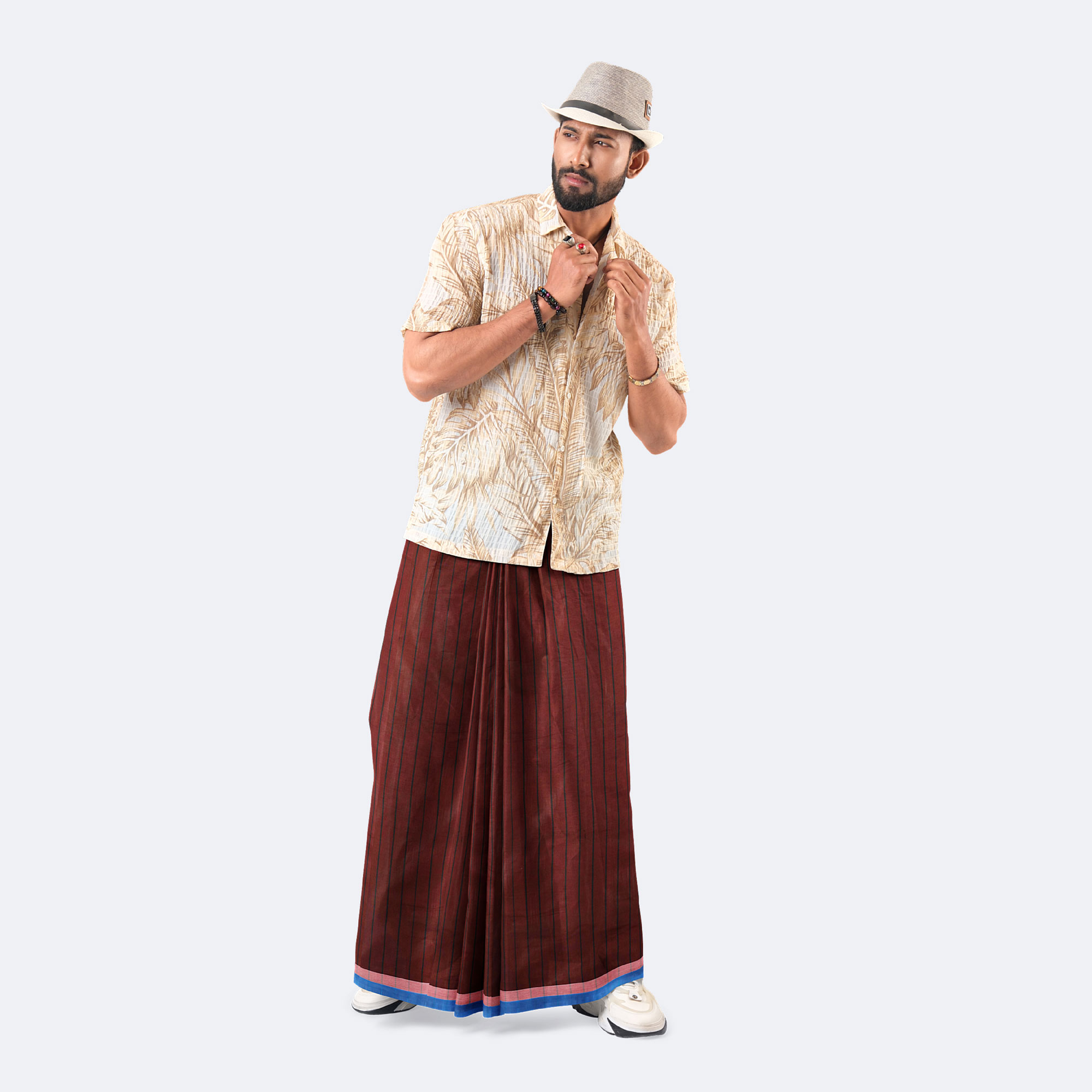 Men's Colorful Maroon Lungi - Showkhin