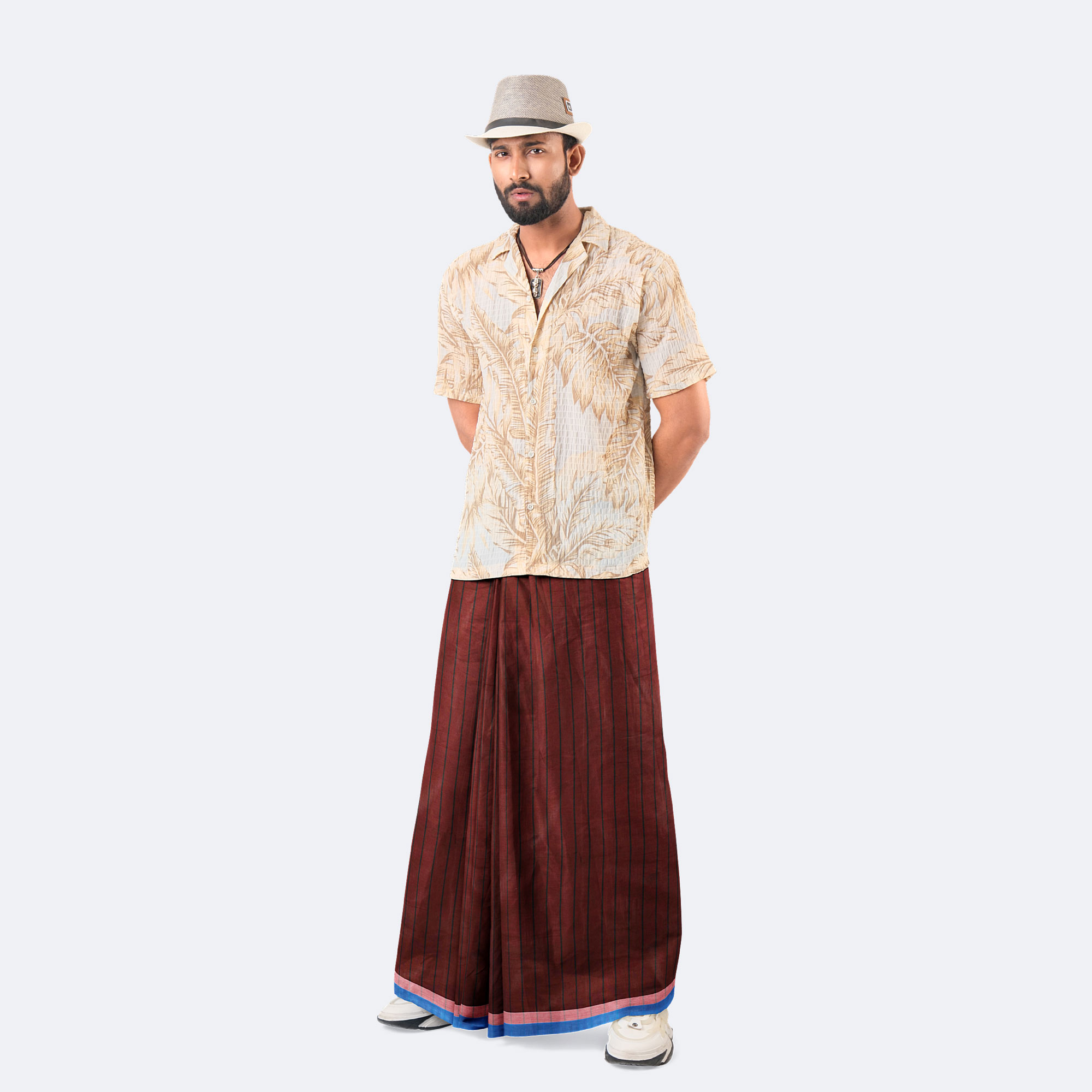 Men's Colorful Maroon Lungi - Showkhin