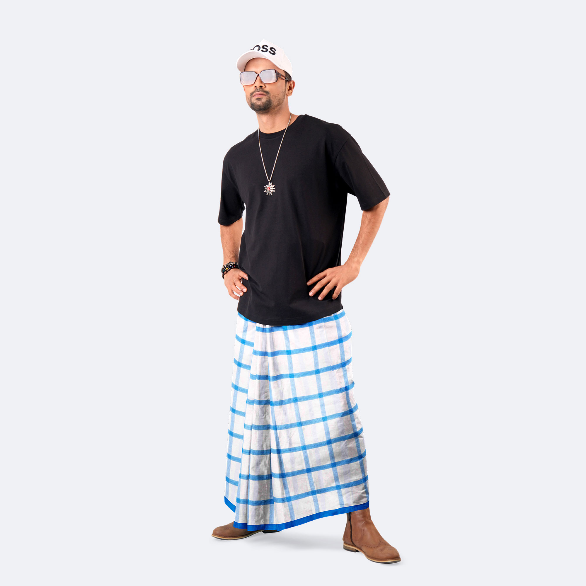 Men's Lungi Stripe & Check - Cool 100% Cotton - Showkhin