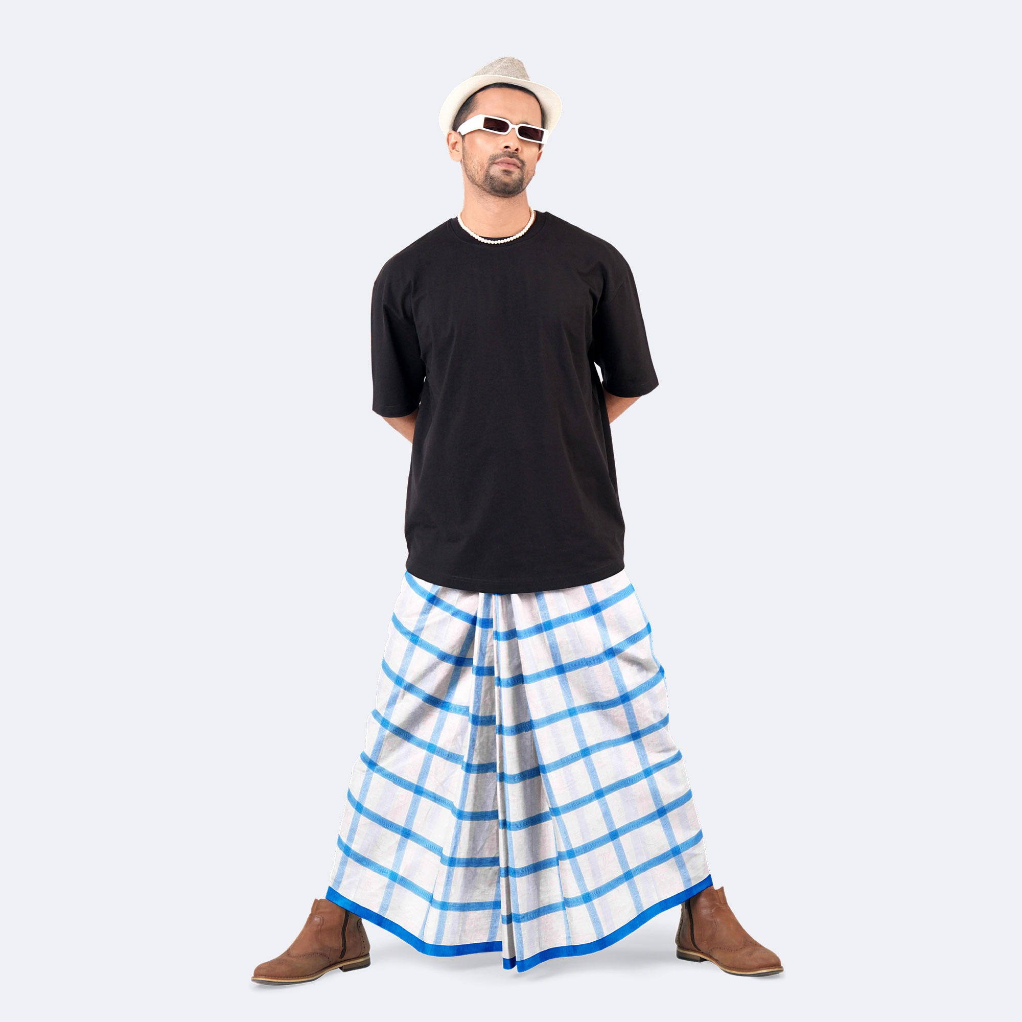 Men's Stripe & Check  Cotton Lungi  - Showkhin