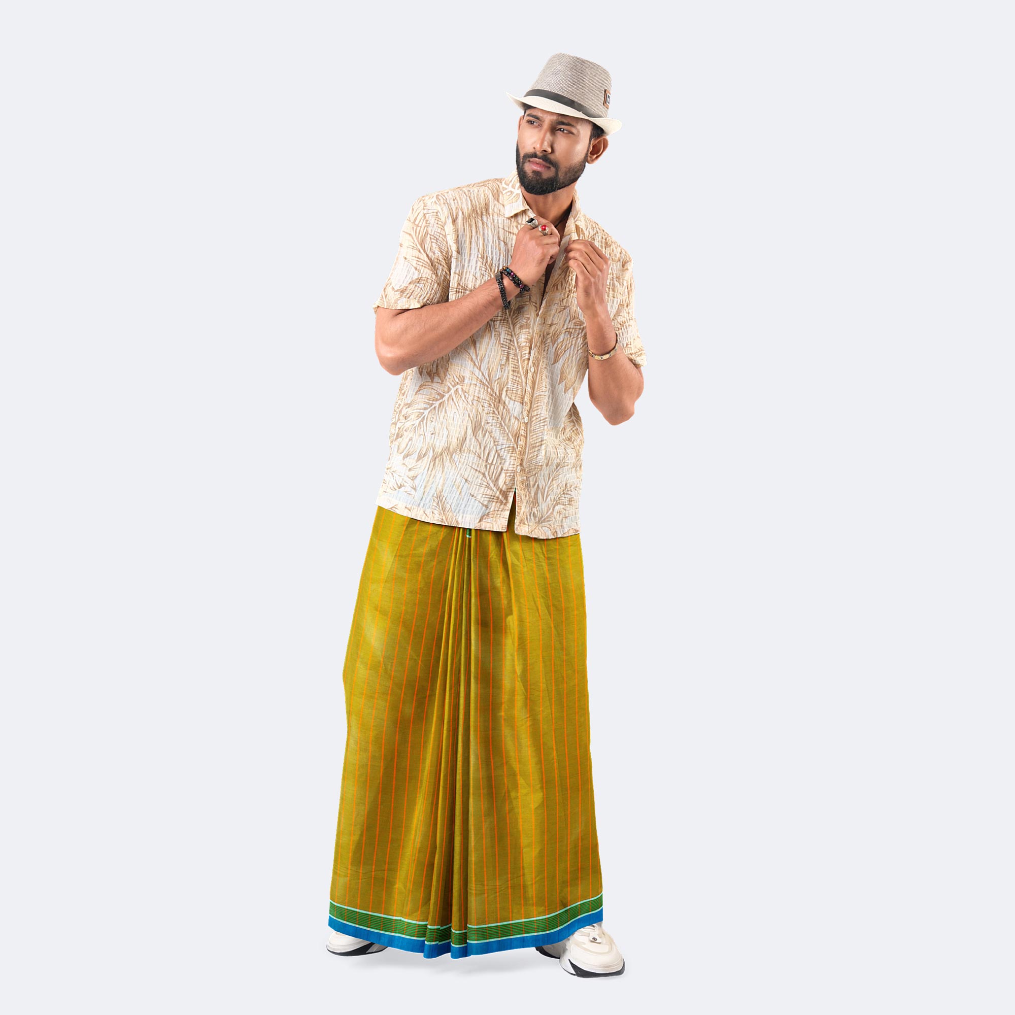 Men's Stripe & Check - Premium Cotton Lungi  - Showkhin