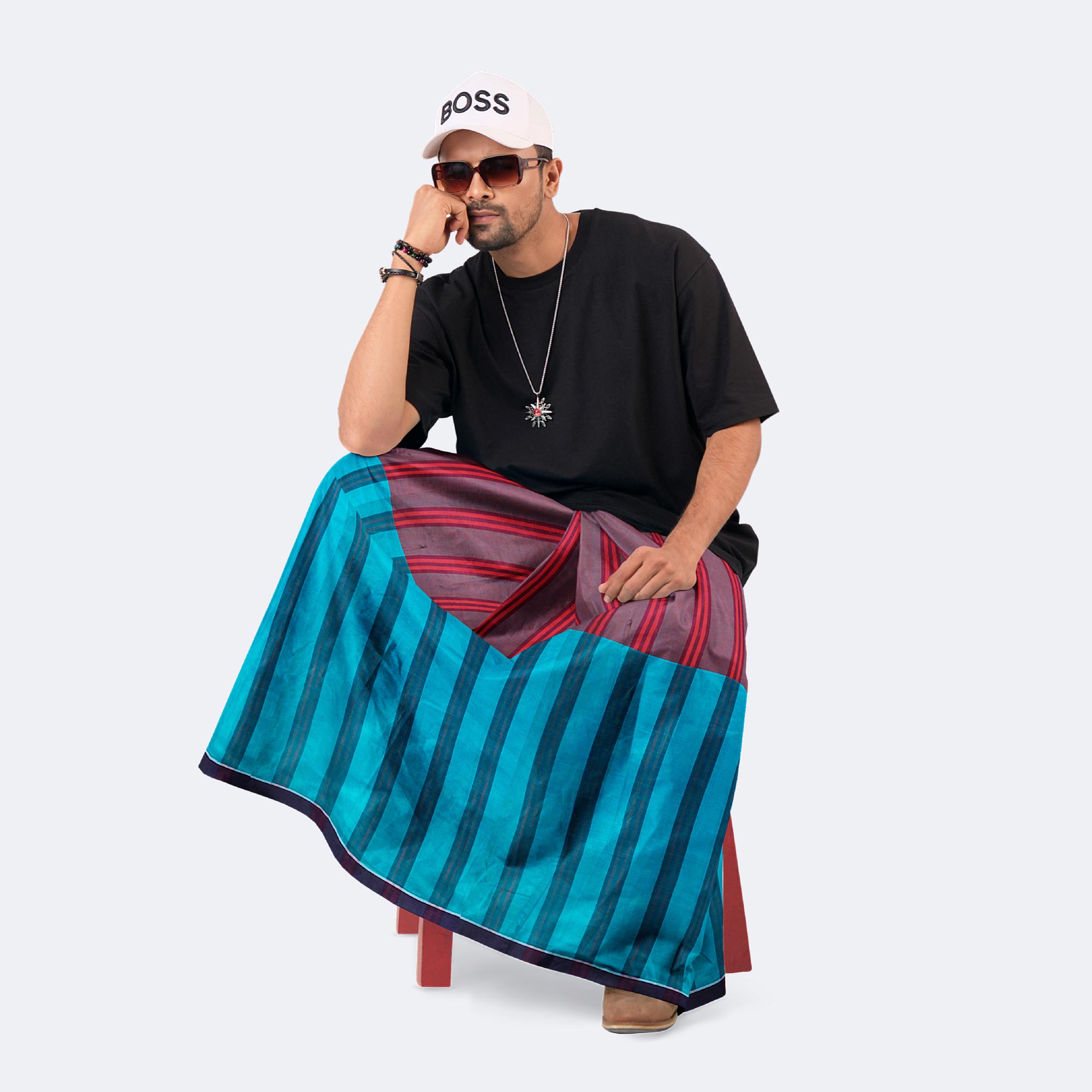 Men's Stripe & Check - Relaxed Fit Lungi - Showkhin