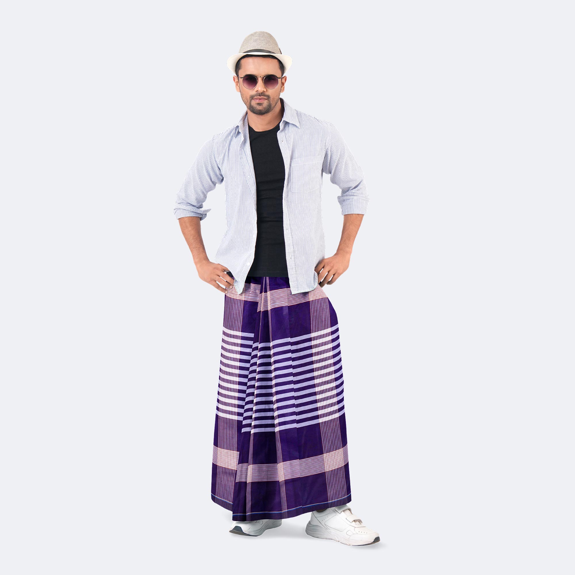 Men's Stripe & Check Lungi - Showkhin