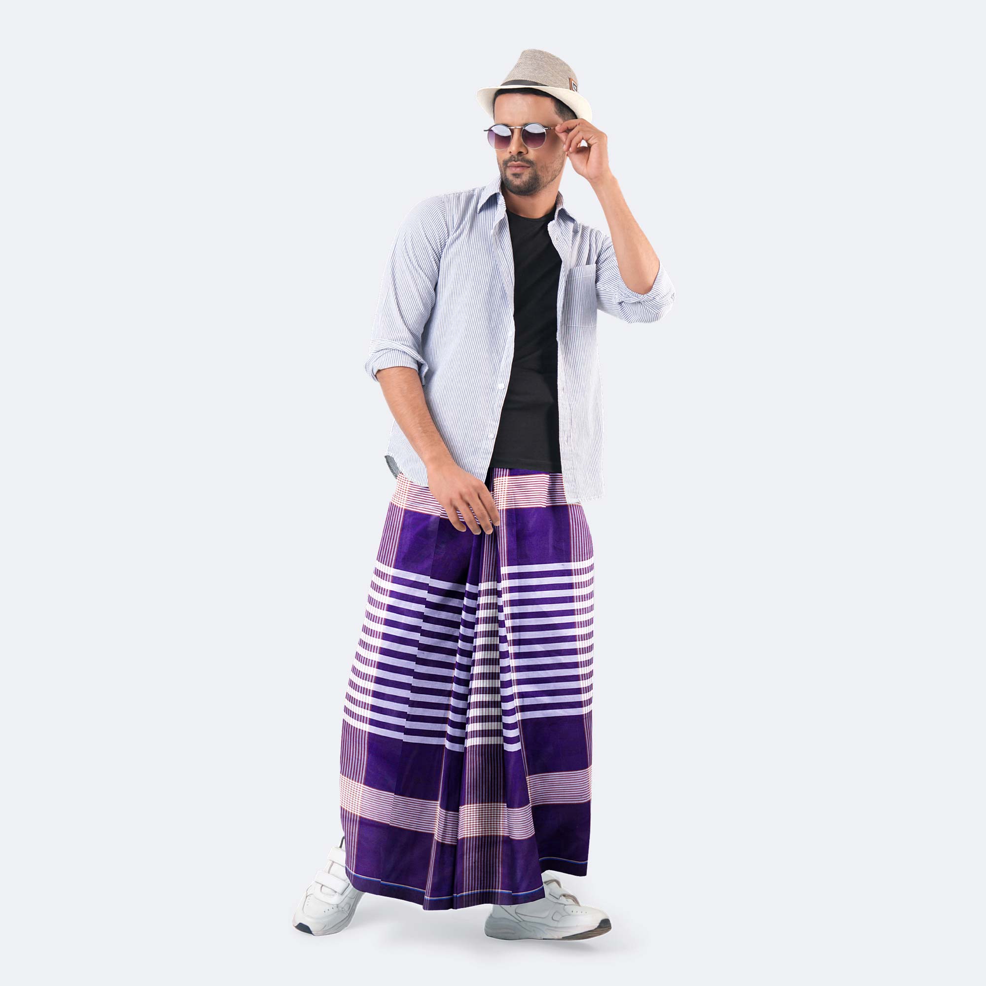 Men's Stripe & Check Lungi - Showkhin