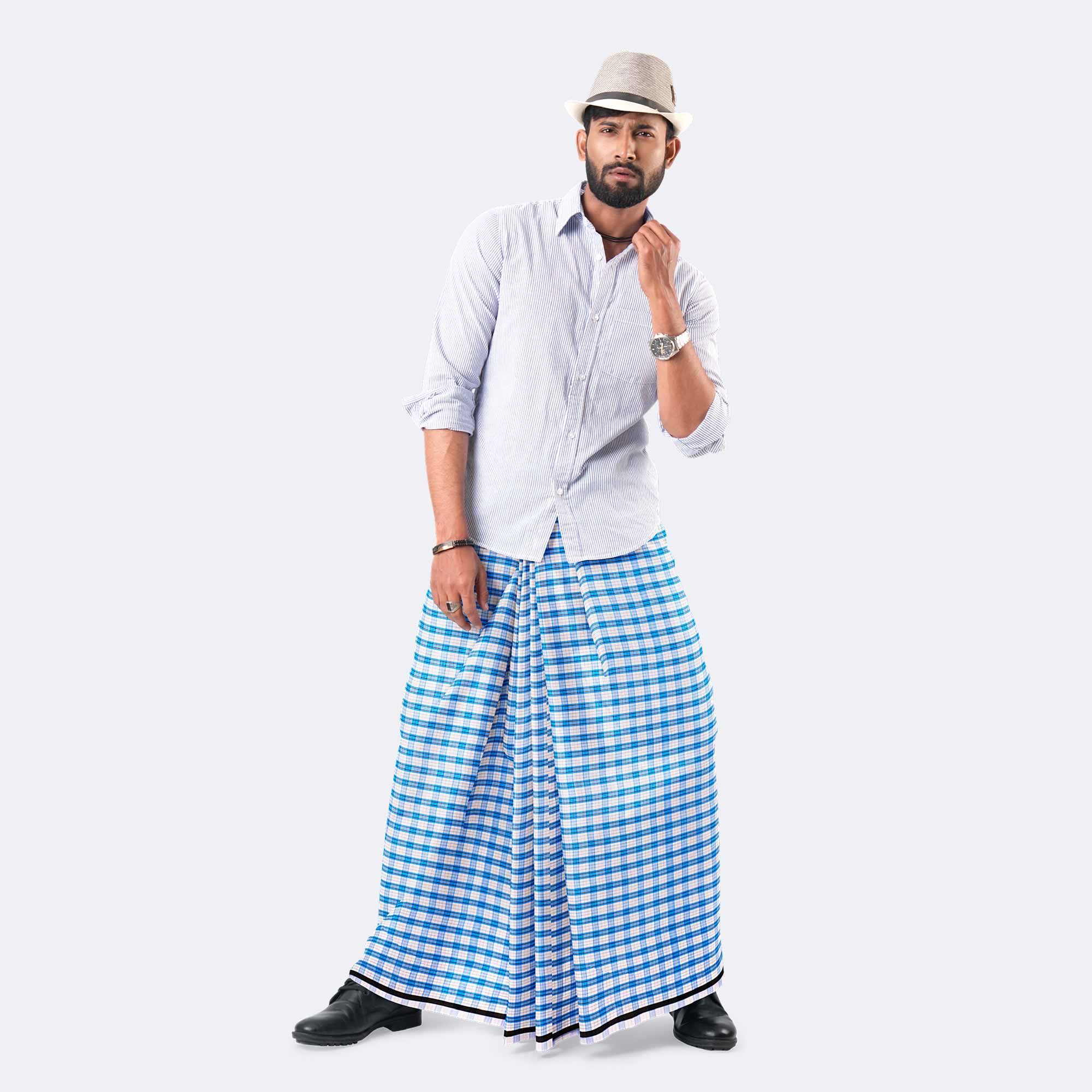 Men's Stripe & Check - Classic Cotton Lungi  - Showkhin