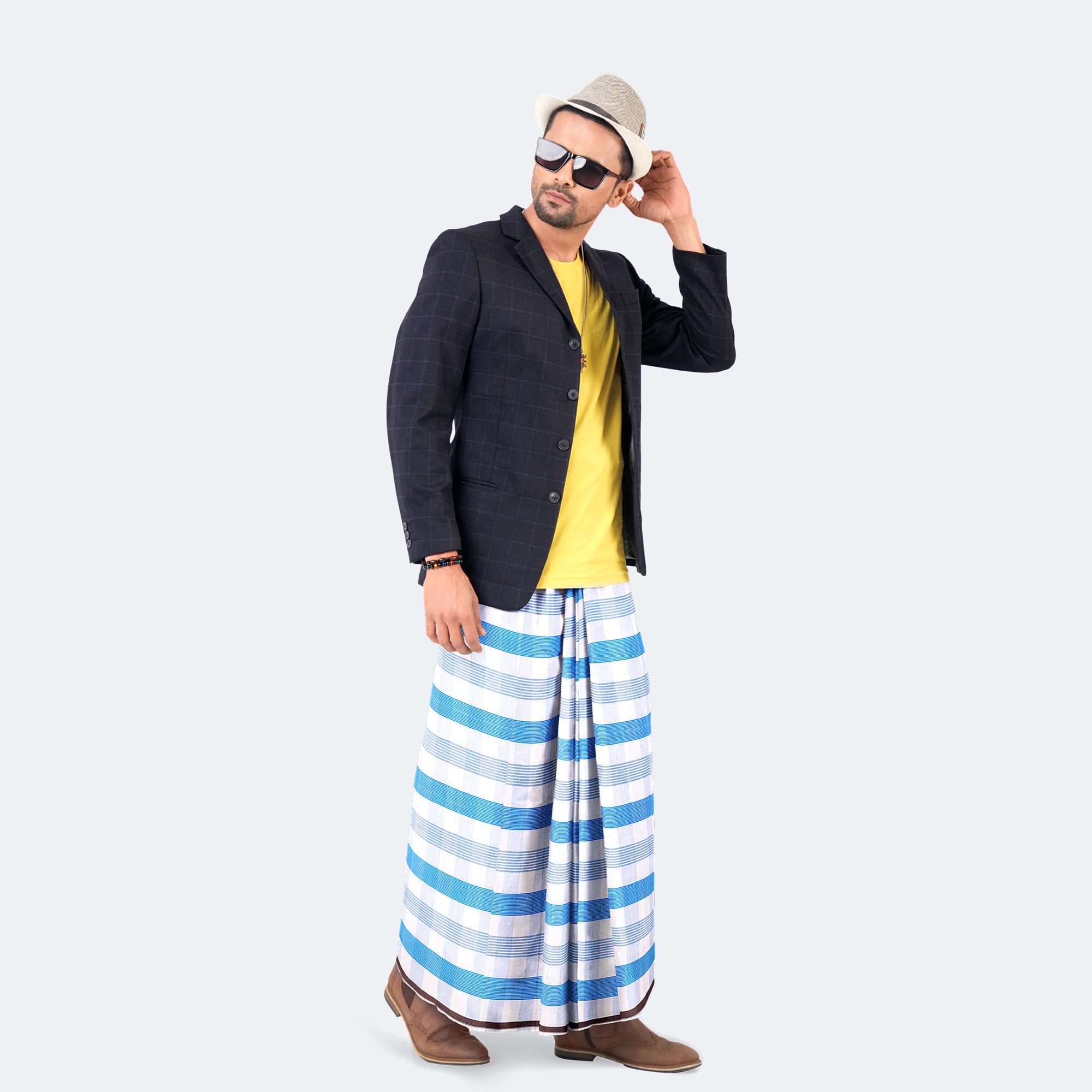 Men’s Traditional Stripe Check Lungi - Prachurjo