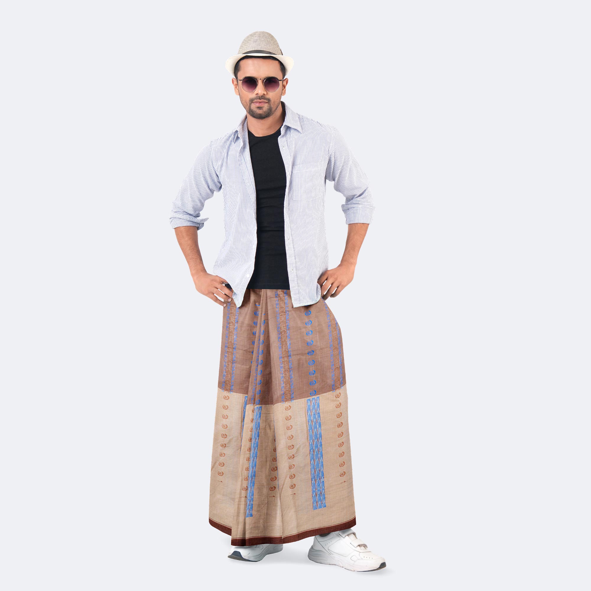 Men’s Traditional Jacquard Stitched Cotton Lungi - Bektitto