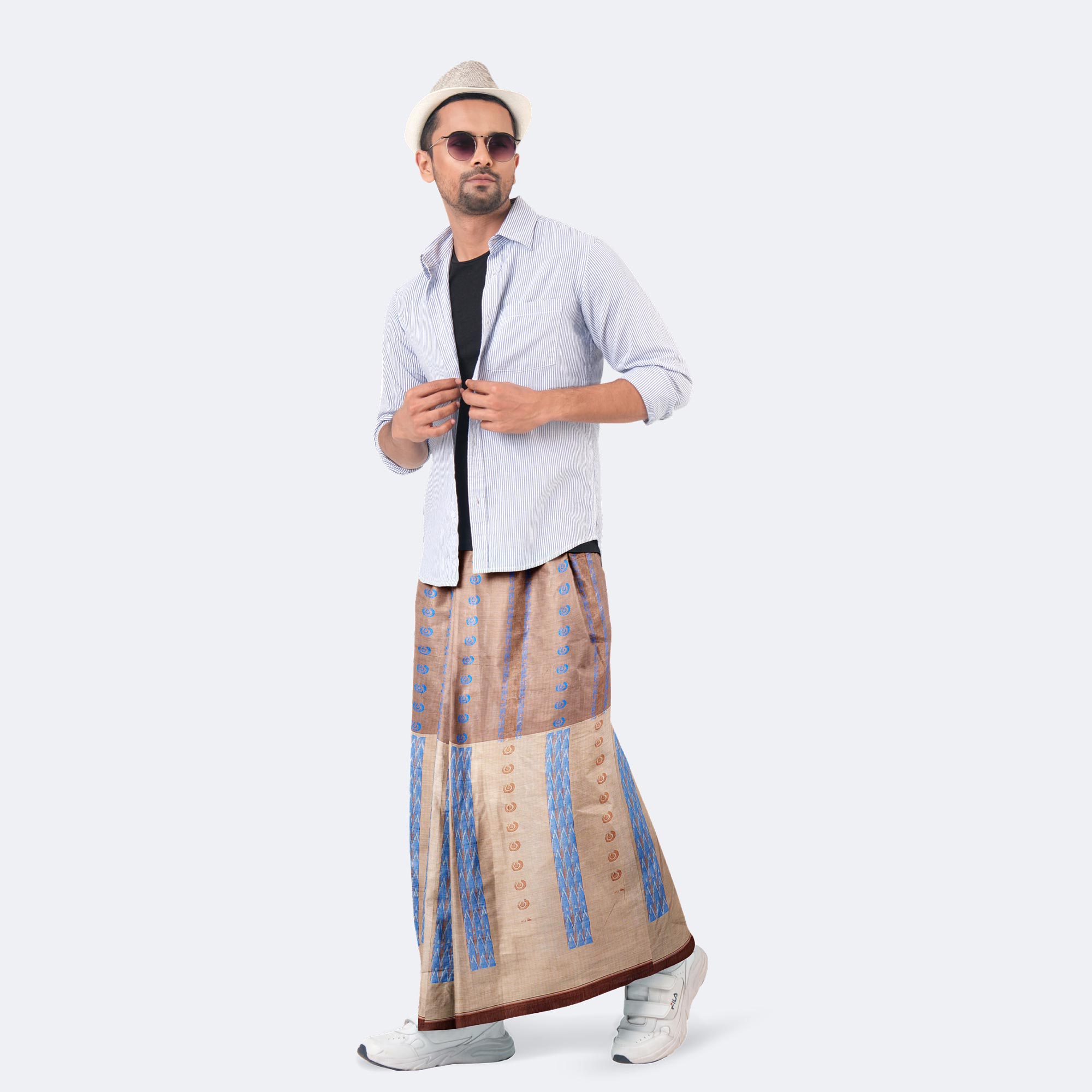 Men’s Traditional Jacquard Stitched Cotton Lungi - Bektitto