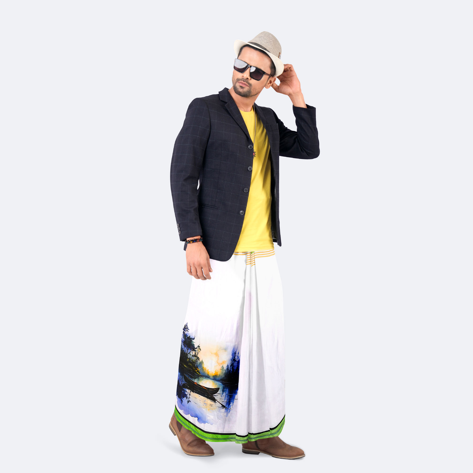 Men’s Premium Print & Batik Cotton Lungi - Caribbean