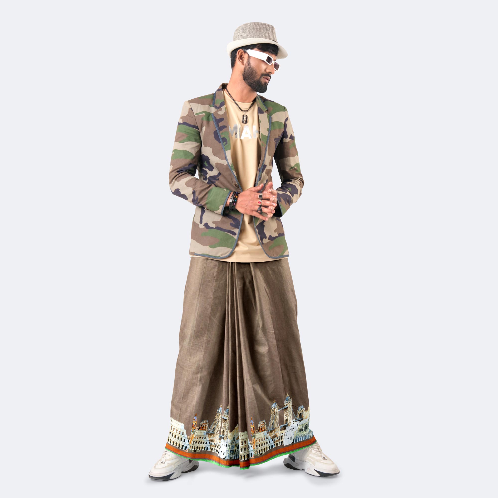 Men’s Comfortable Batik Print Cotton Lungi - Caribbean