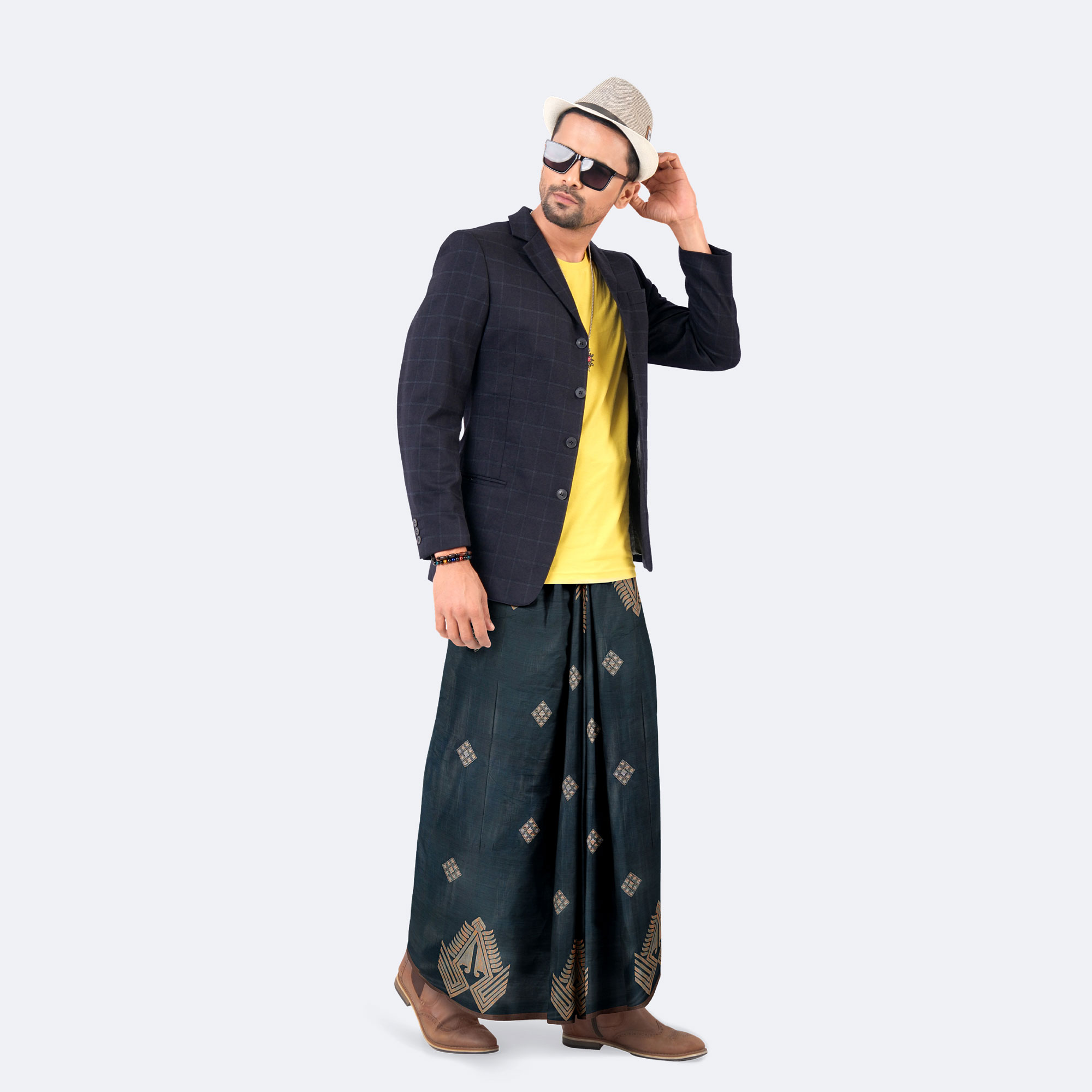 Premium Dobby Textured 100% Cotton Lungi - Crown