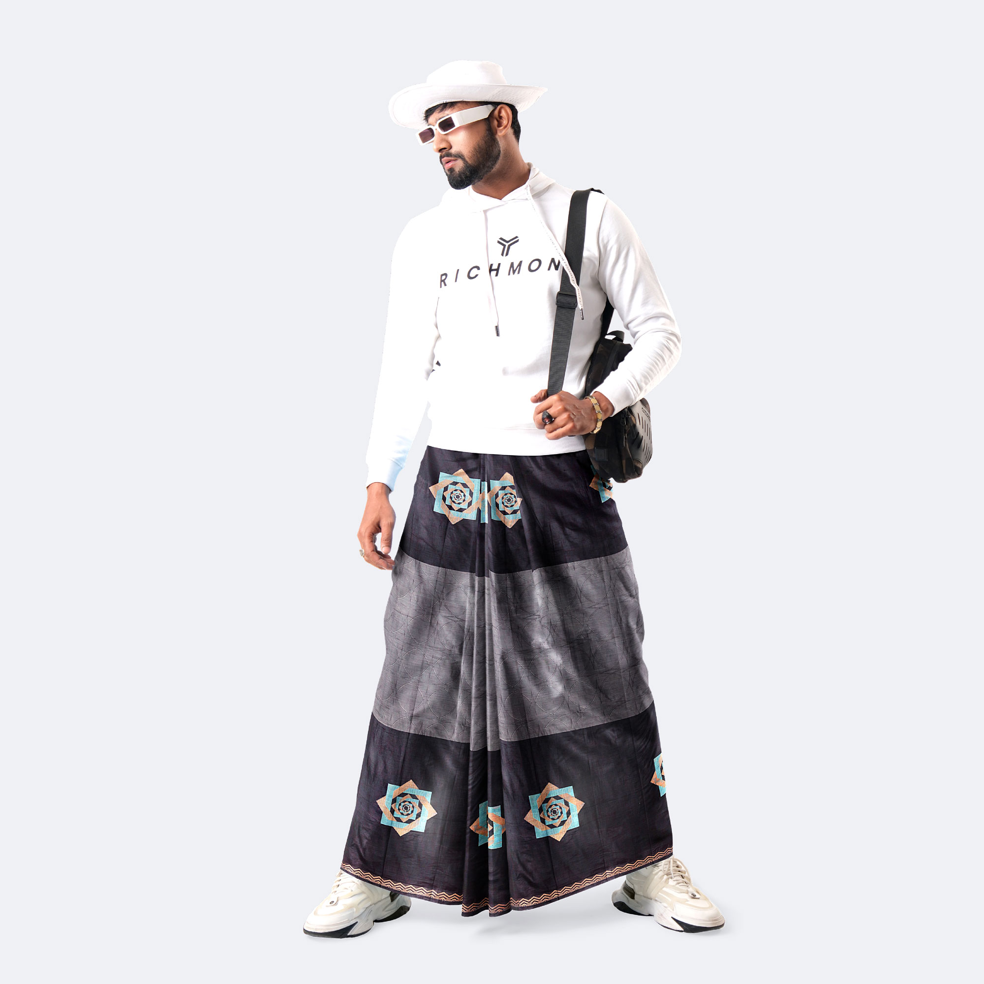 Men’s Luxurious Dobby Textured Cotton Lungi - Crown