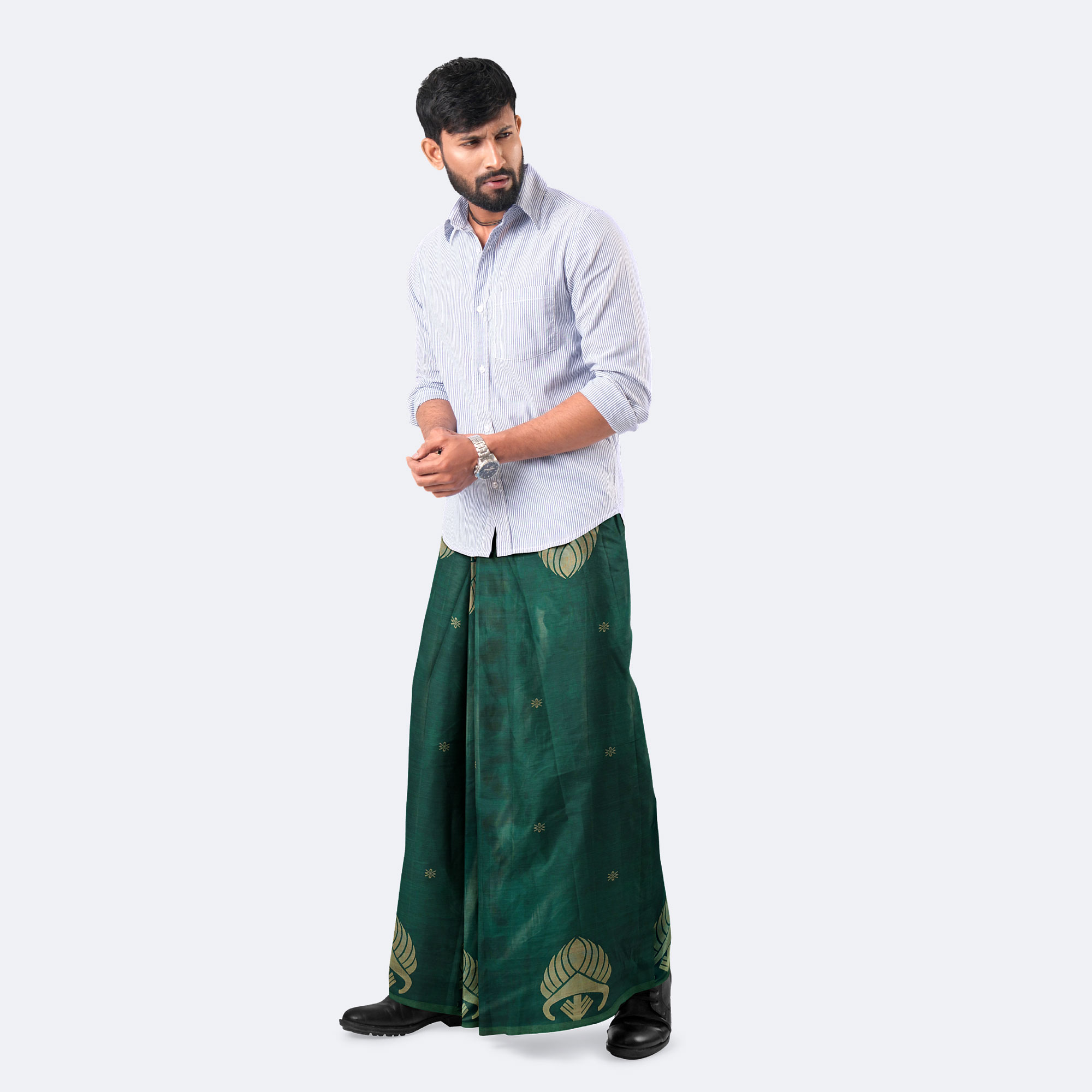 Premium Soft Cotton Dobby Weave Lungi - Crown