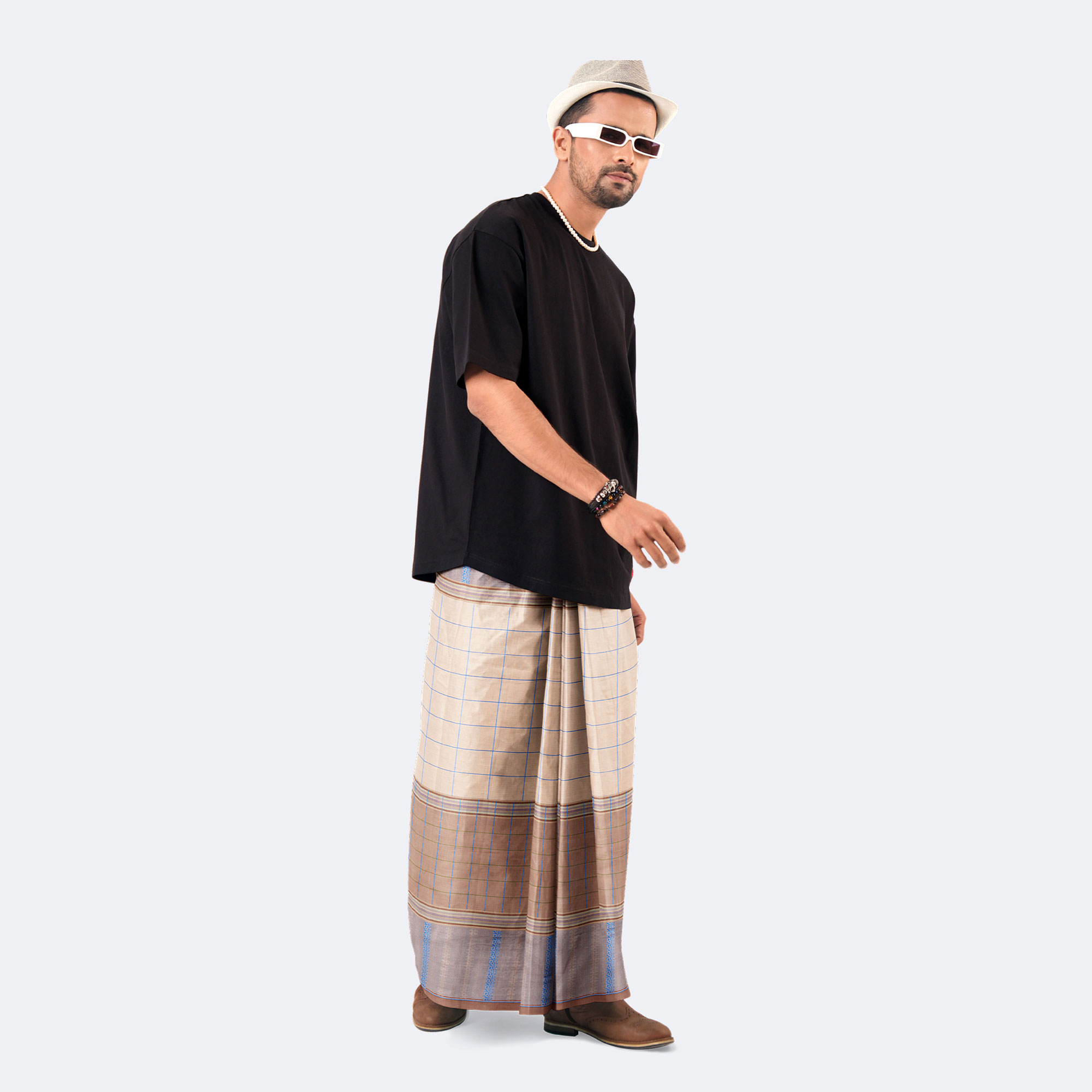 Multicolor Dobby Design Cotton Lungi - Excellent