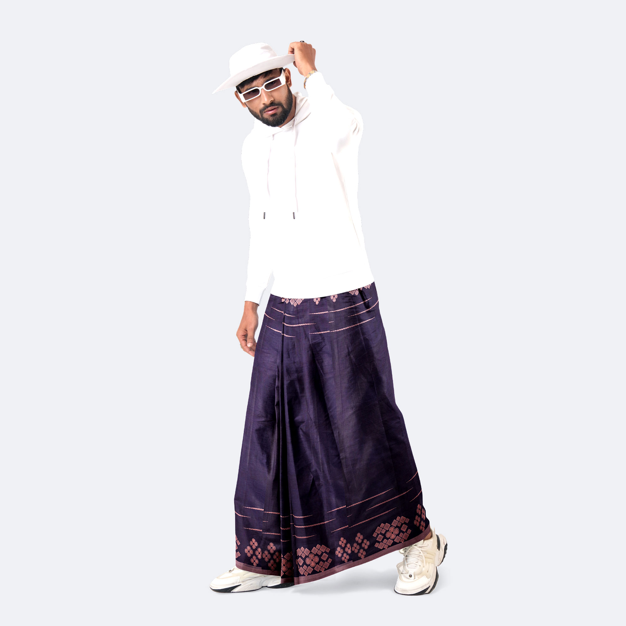 Men’s 100% Cotton Dobby Jacquard Lungi - Perfect