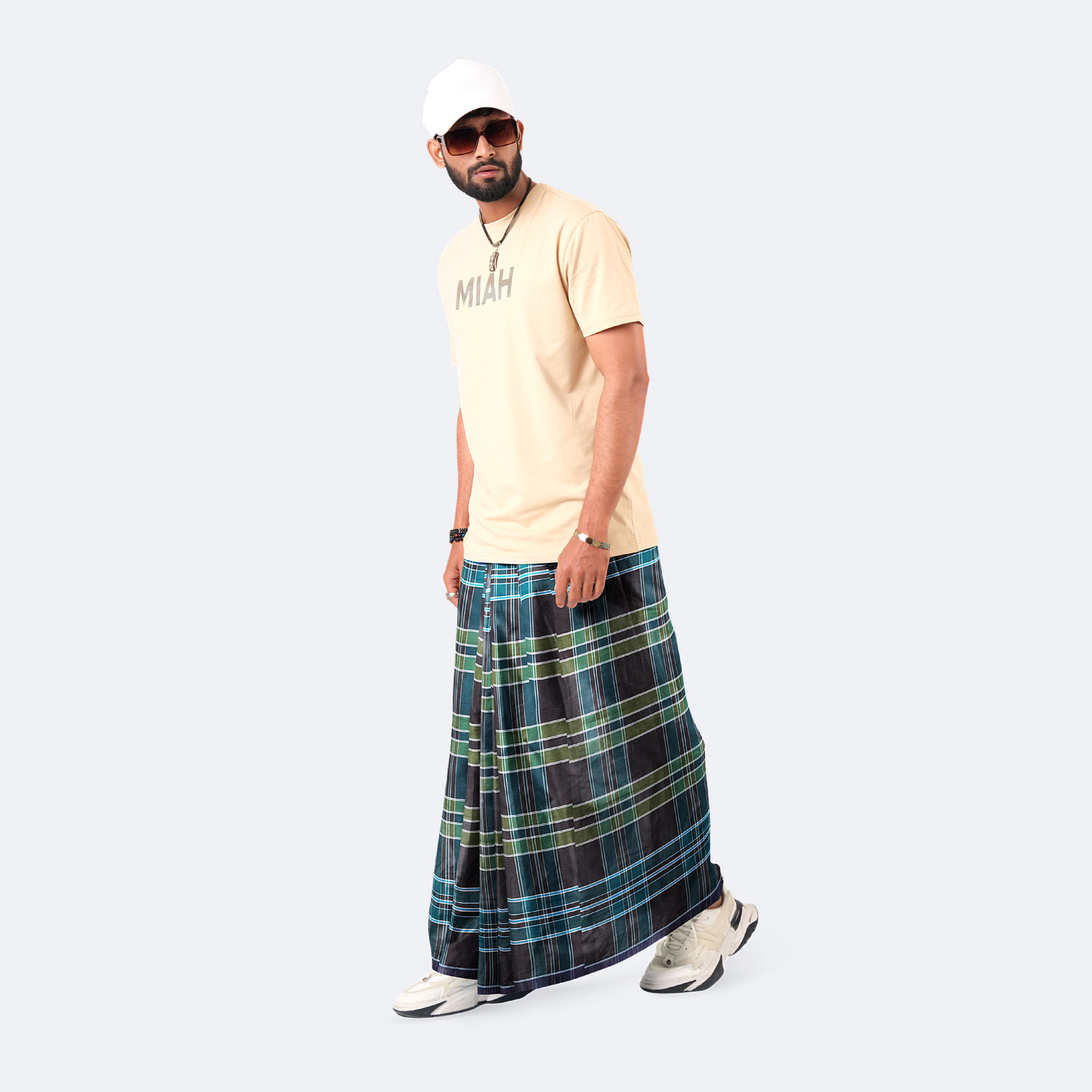 Men's Multicolor Cotton Stripe & Check Lungi - Shadhin