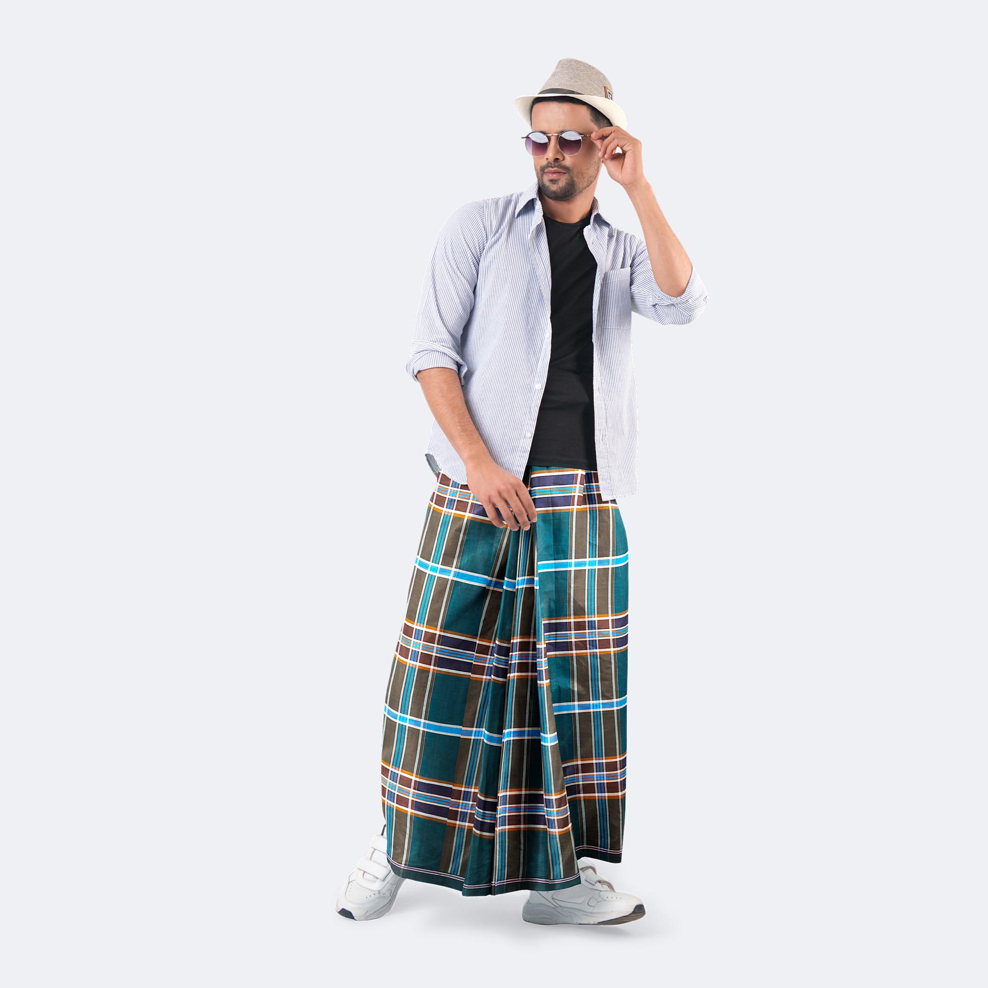 Men's Stripe & Check Multicolor Lungi - Shadhin