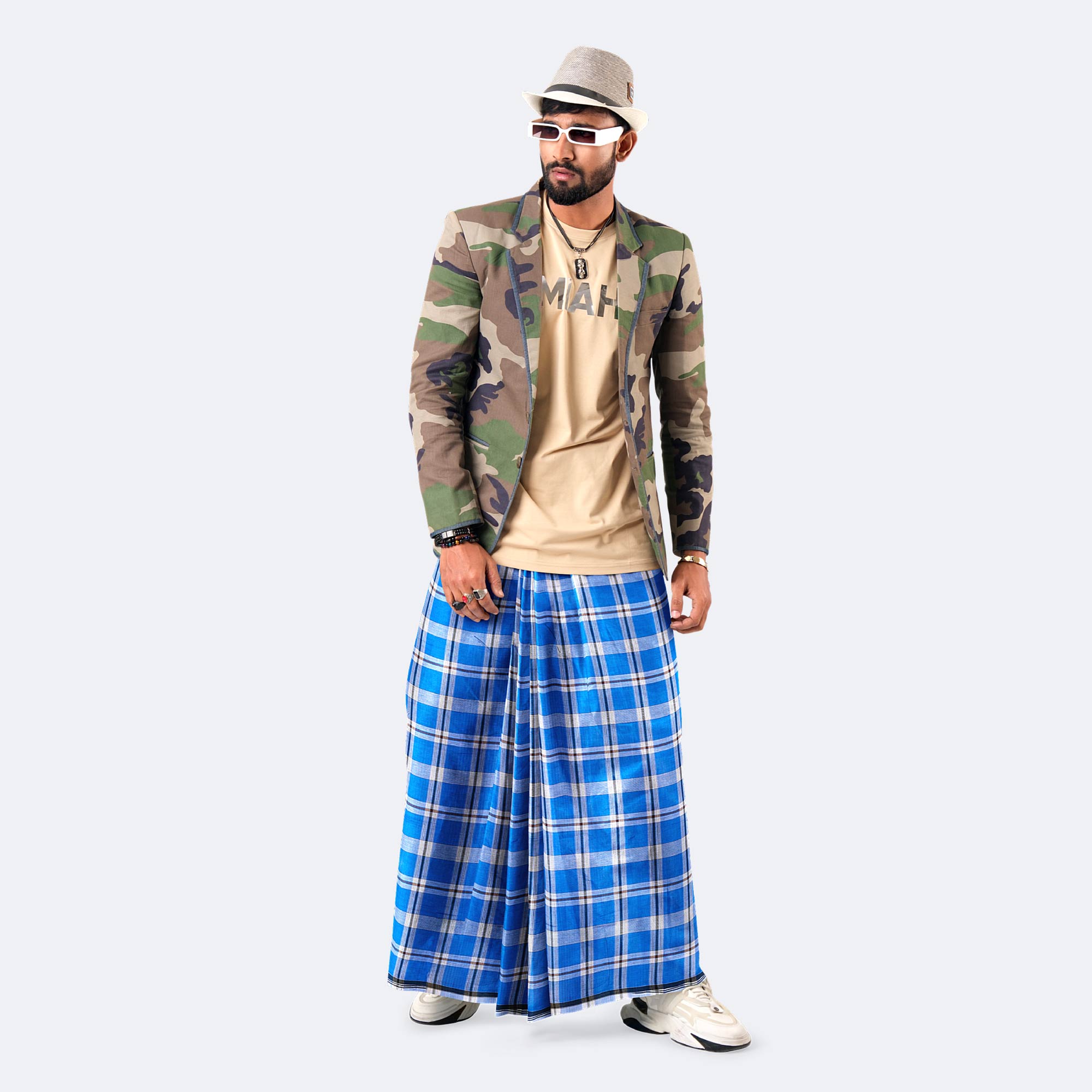 Men’s Classic Striped & Checked Cotton Lungi - Ullash