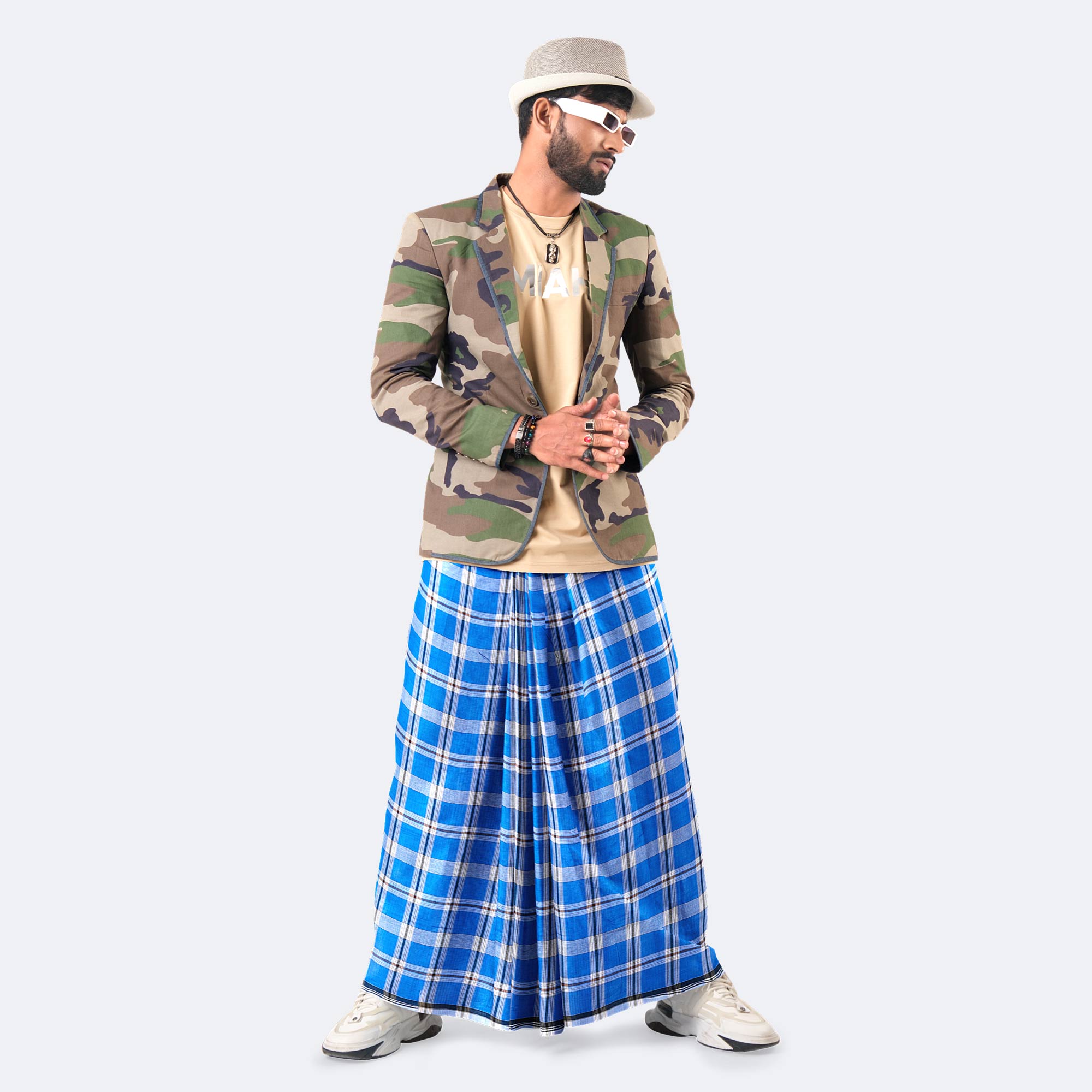 Men’s Classic Striped & Checked Cotton Lungi - Ullash