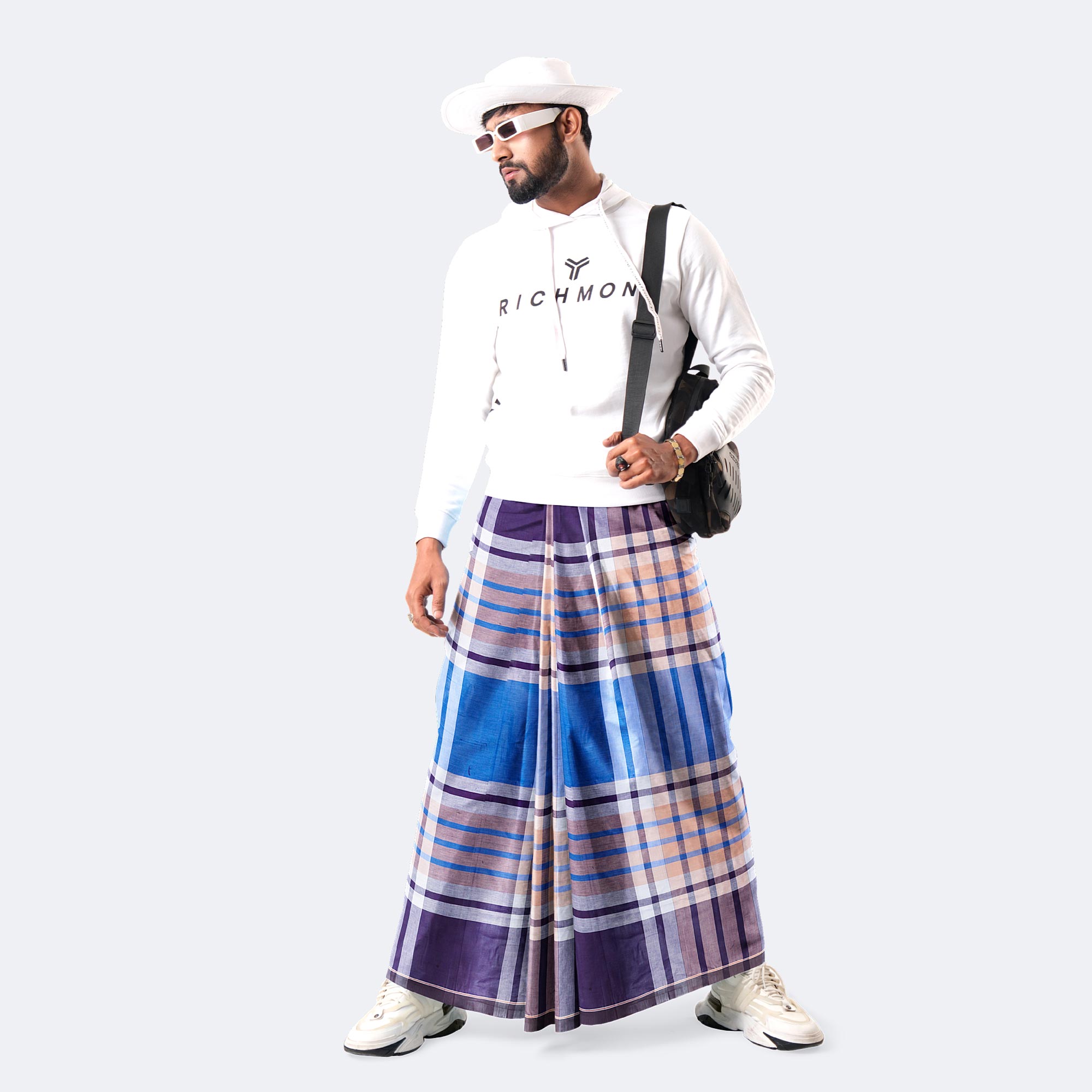 Men’s Checked Multicolor Cotton Lungi - Ullash