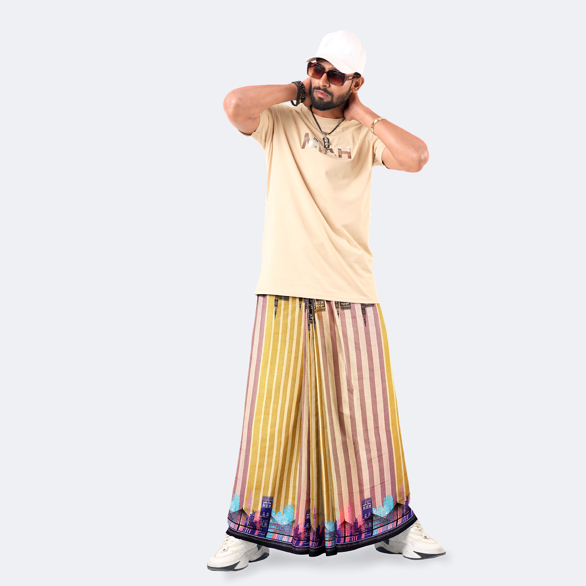 Urban Sunset Striped Cotton Lungi - Western