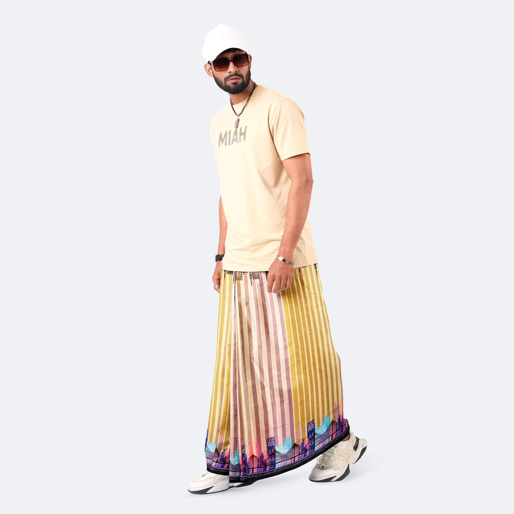 Urban Sunset Striped Cotton Lungi - Western