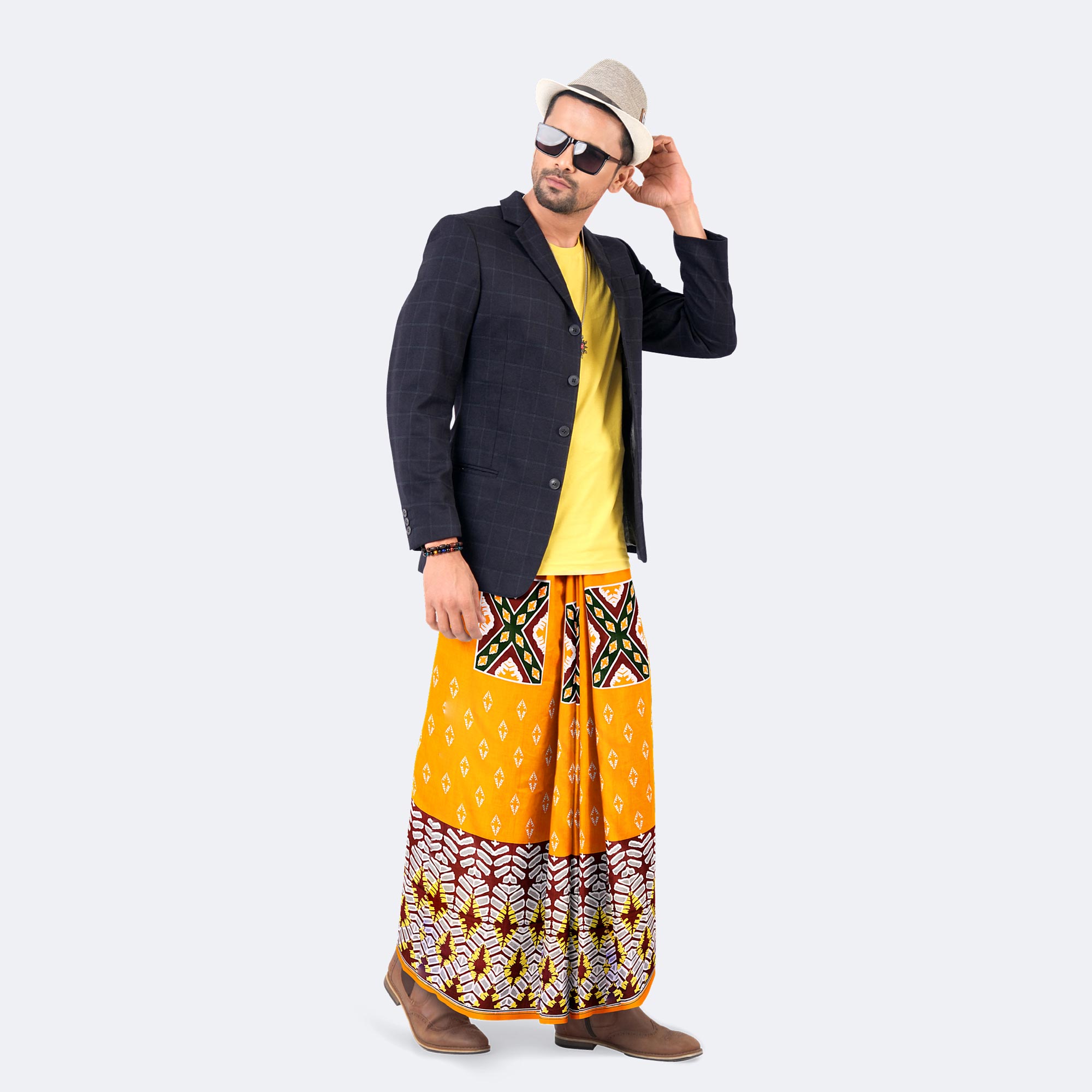 Yellow & Tribal Print Lungi for Stylish Men - Western