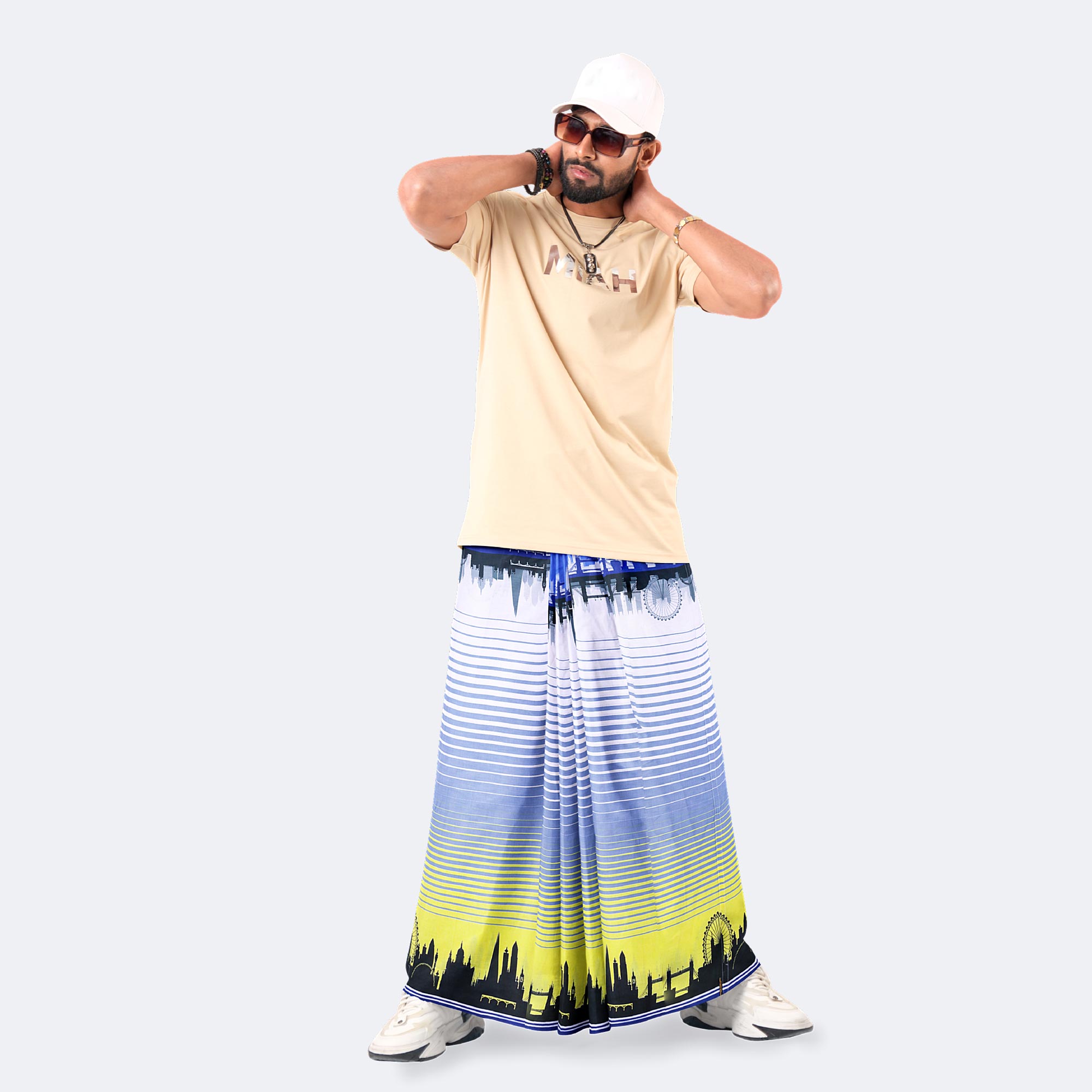 Skyline Gradient Print Cotton Lungi - Western