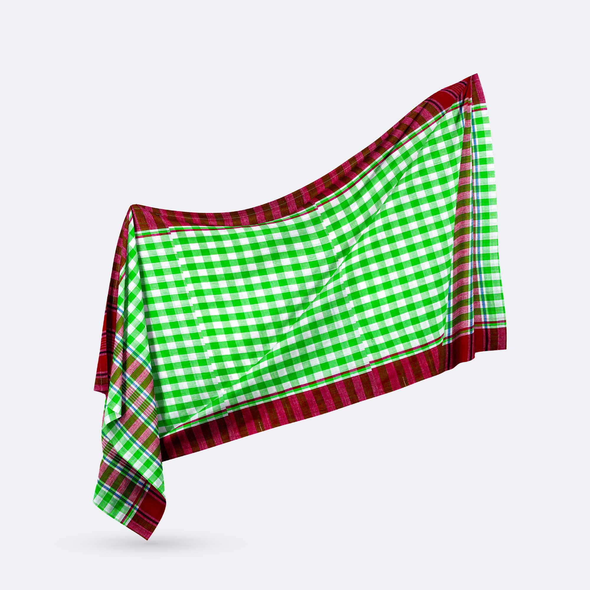 Green Traditional Check Pattern Gamcha - Falguni