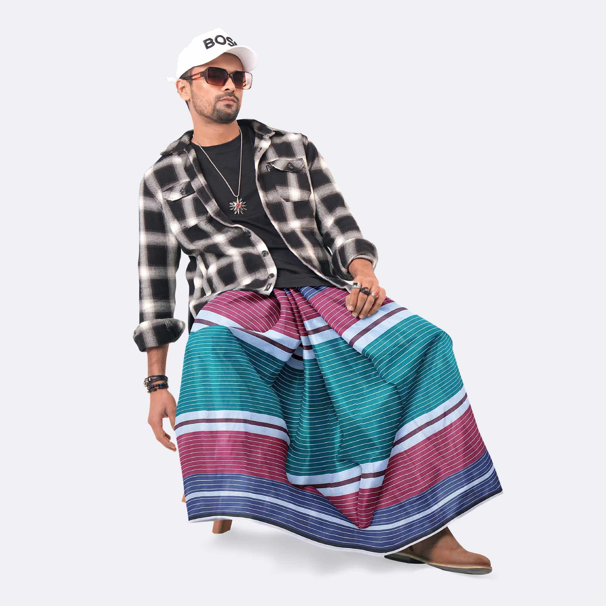 Lightweight Multicolor Stripe Cotton Lungi - Latest