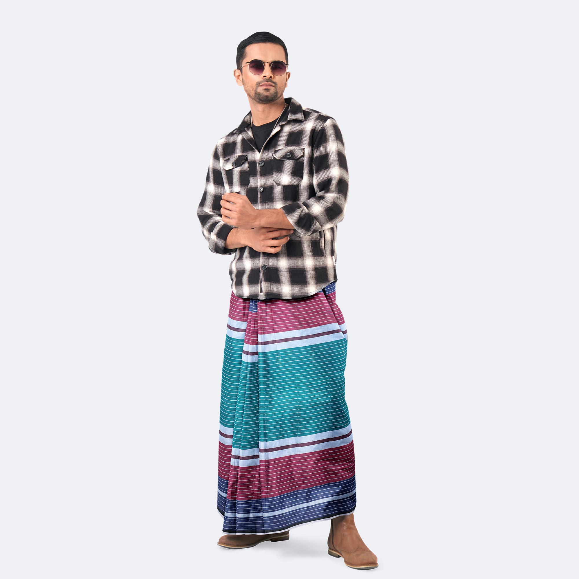 Lightweight Multicolor Stripe Cotton Lungi - Latest