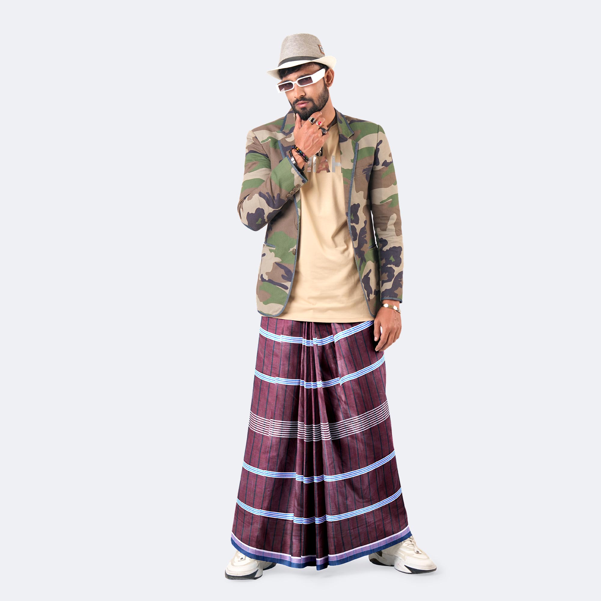 Men’s Premium Soft Cotton Stitched Lungi - Antorik